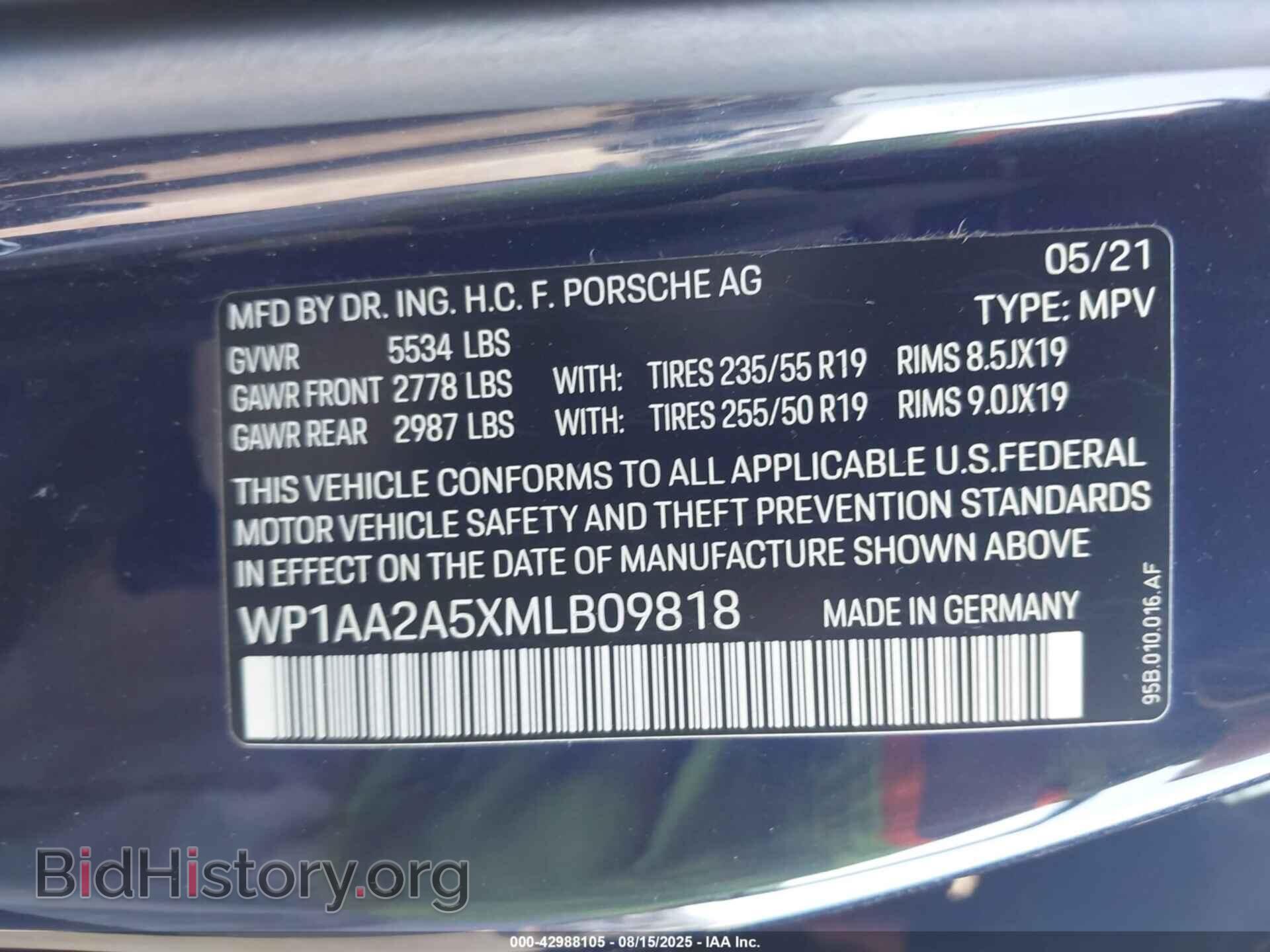 2021 PORSCHE MACAN - VIN: WP1AA2A5XMLB09818 - Photo 9