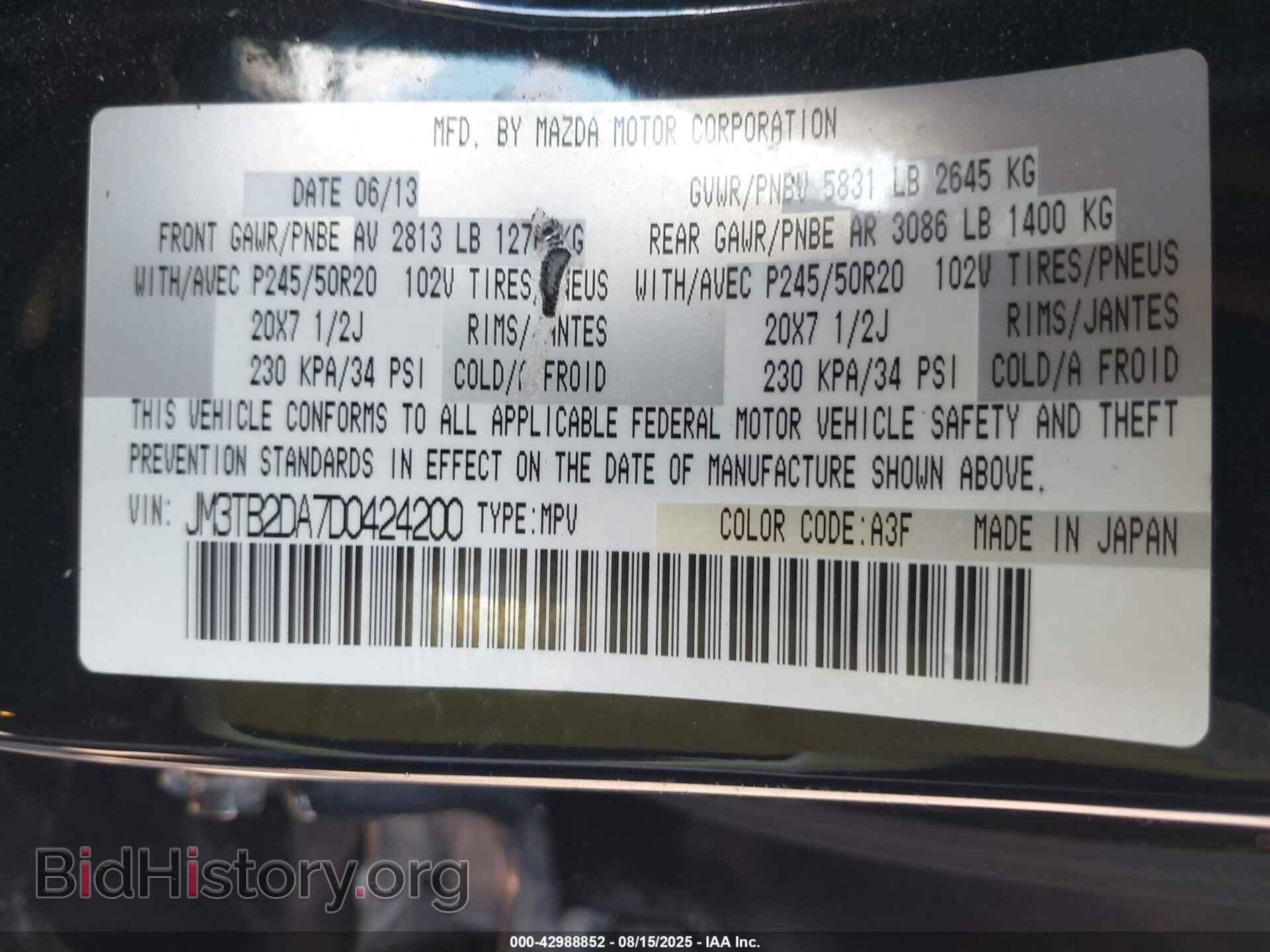 2013 MAZDA CX-9 - VIN: JM3TB2DA7D0424200 - Фото 9