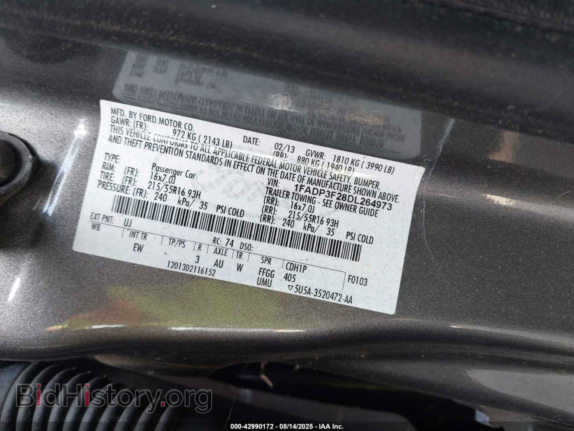 2013 FORD FOCUS - VIN: 1FADP3F28DL264973 - Фото 9