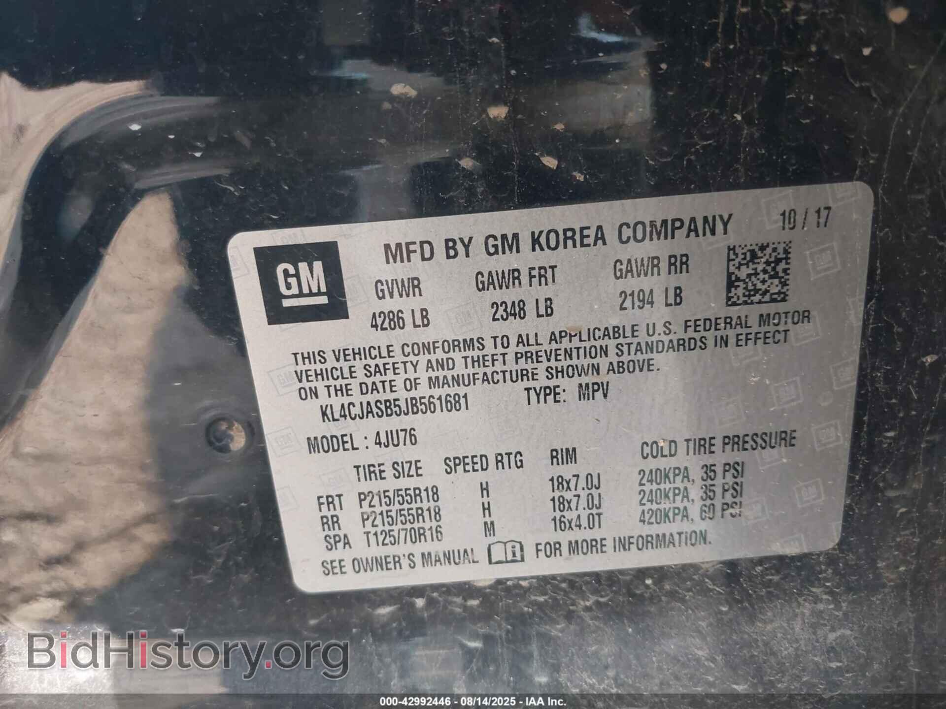 2018 BUICK ENCORE - VIN: KL4CJASB5JB561681 - Фото 9