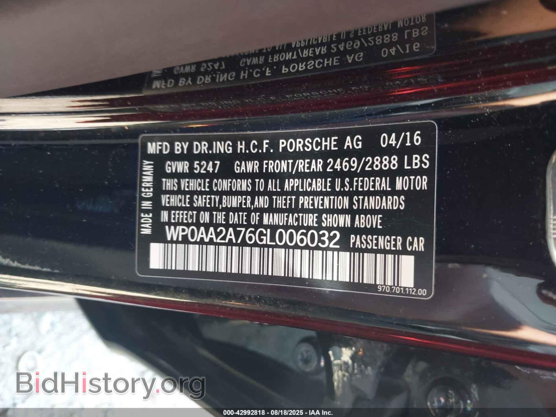 2016 PORSCHE PANAMERA - VIN: WP0AA2A76GL006032 - Photo 9