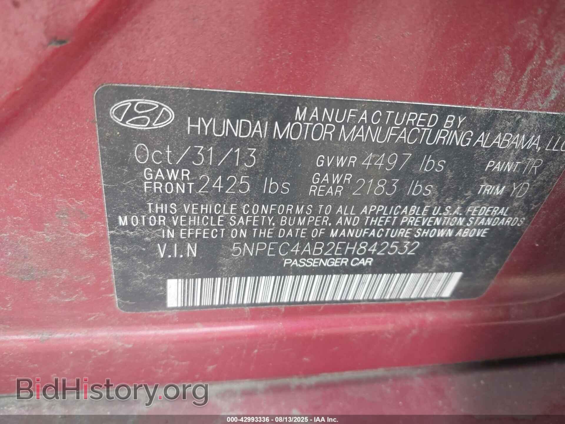 2014 HYUNDAI SONATA - VIN: 5NPEC4AB2EH842532 - Фото 9