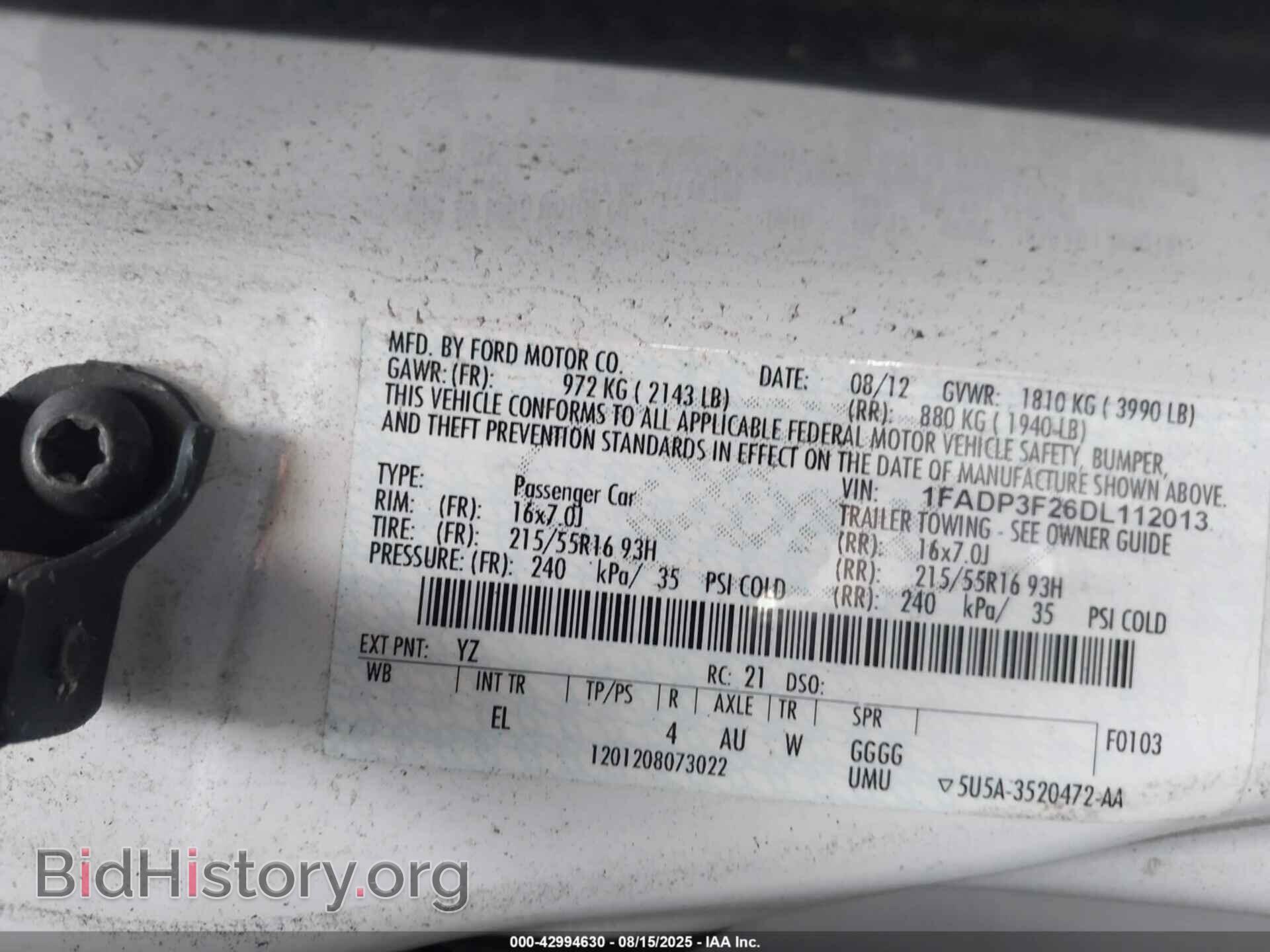 2013 FORD FOCUS - VIN: 1FADP3F26DL112013 - Фото 9