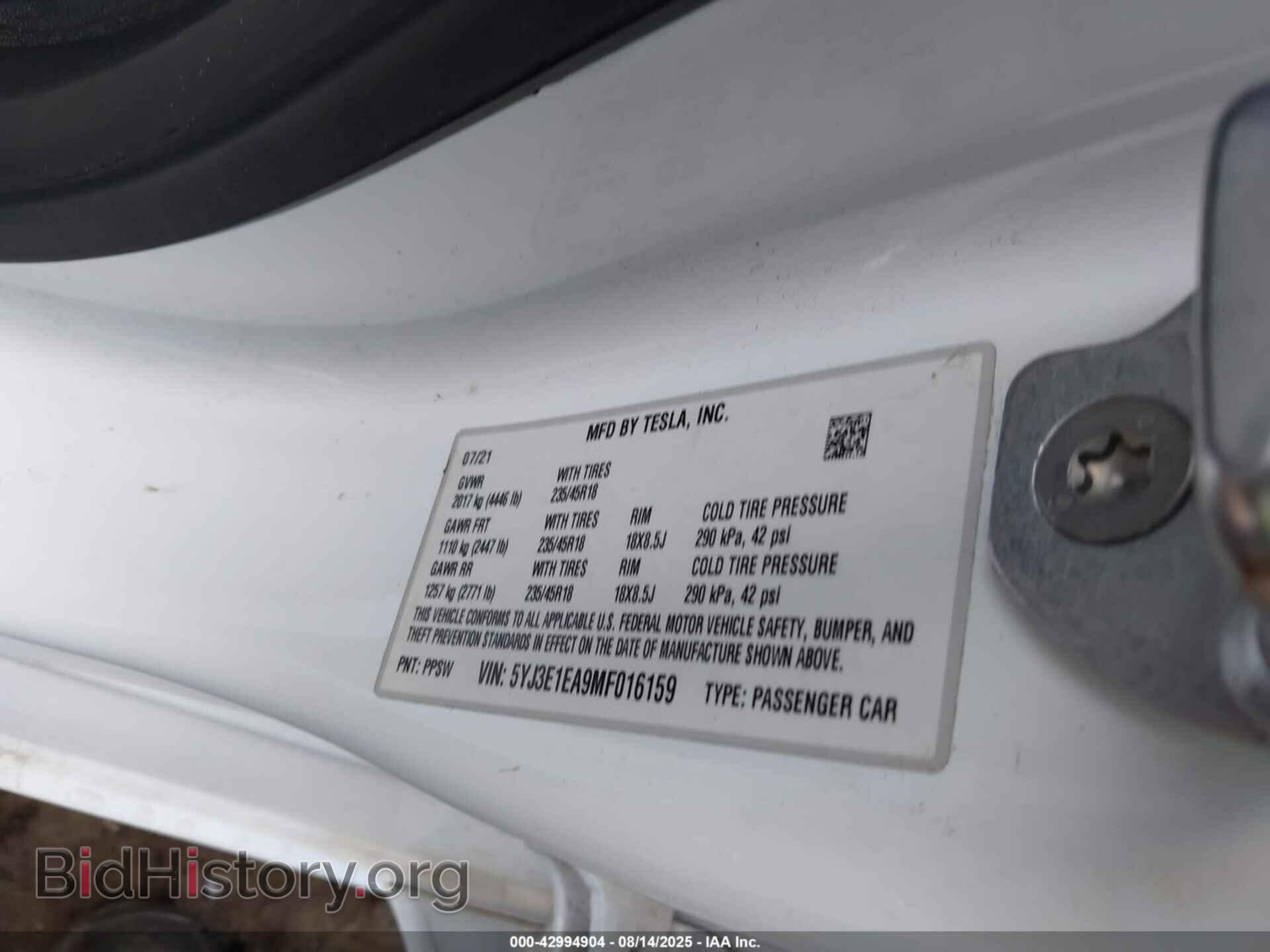 2021 TESLA MODEL 3 - VIN: 5YJ3E1EA9MF016159 - Photo 9