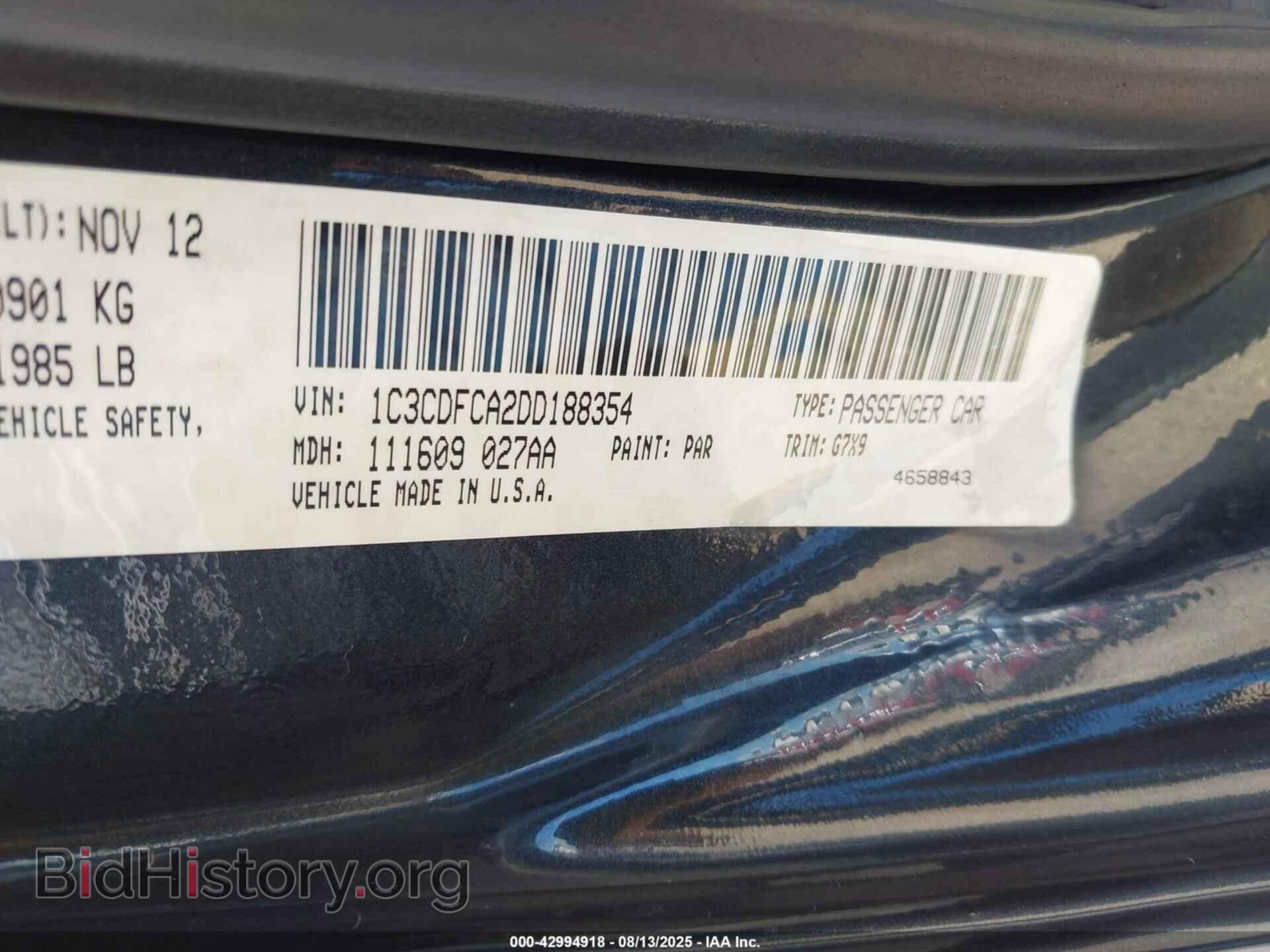 2013 DODGE DART - VIN: 1C3CDFCA2DD188354 - Фото 9