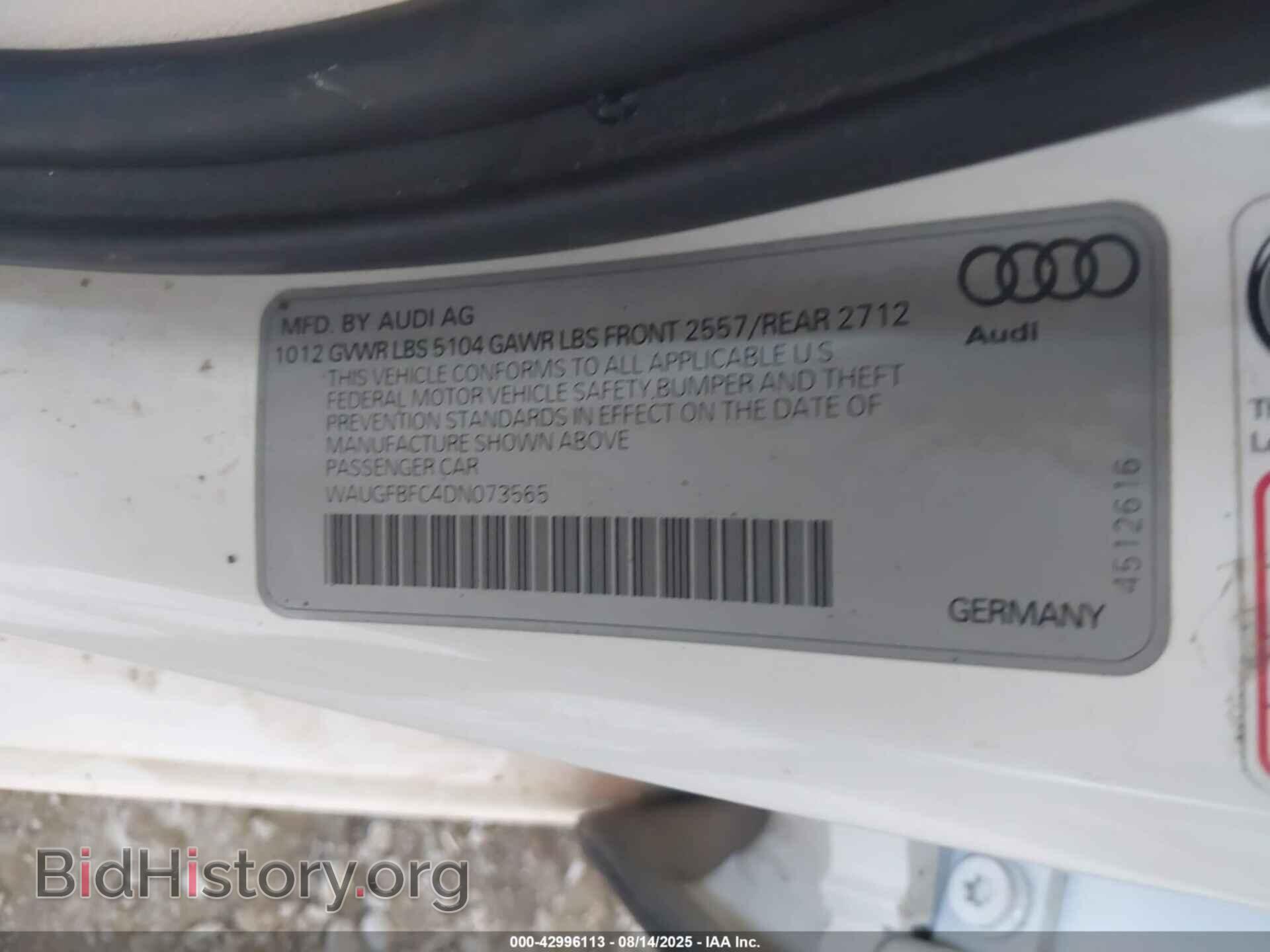 2013 AUDI A6 - VIN: WAUGFBFC4DN073565 - Photo 9