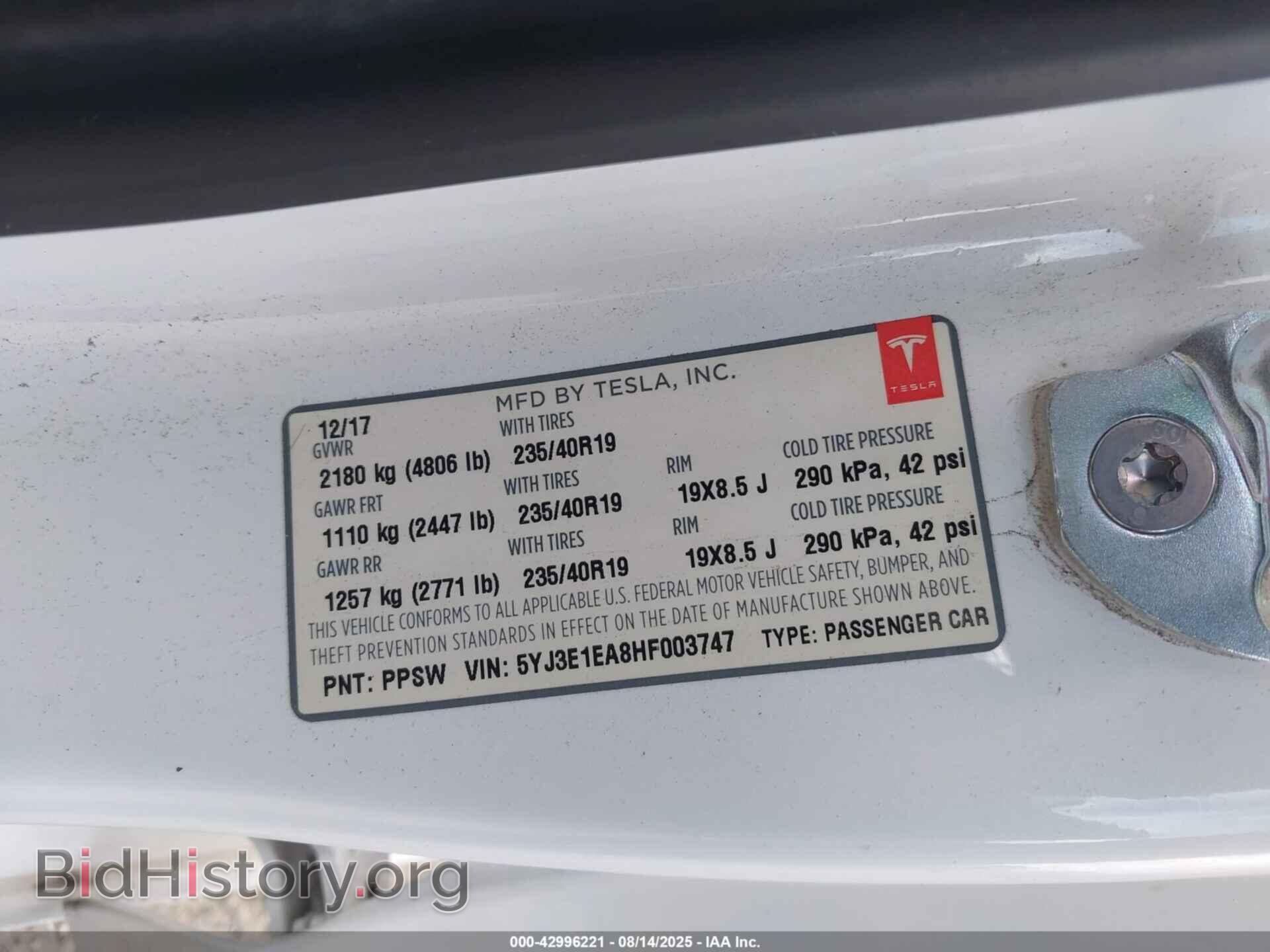 2017 TESLA MODEL 3 - VIN: 5YJ3E1EA8HF003747 - Photo 9