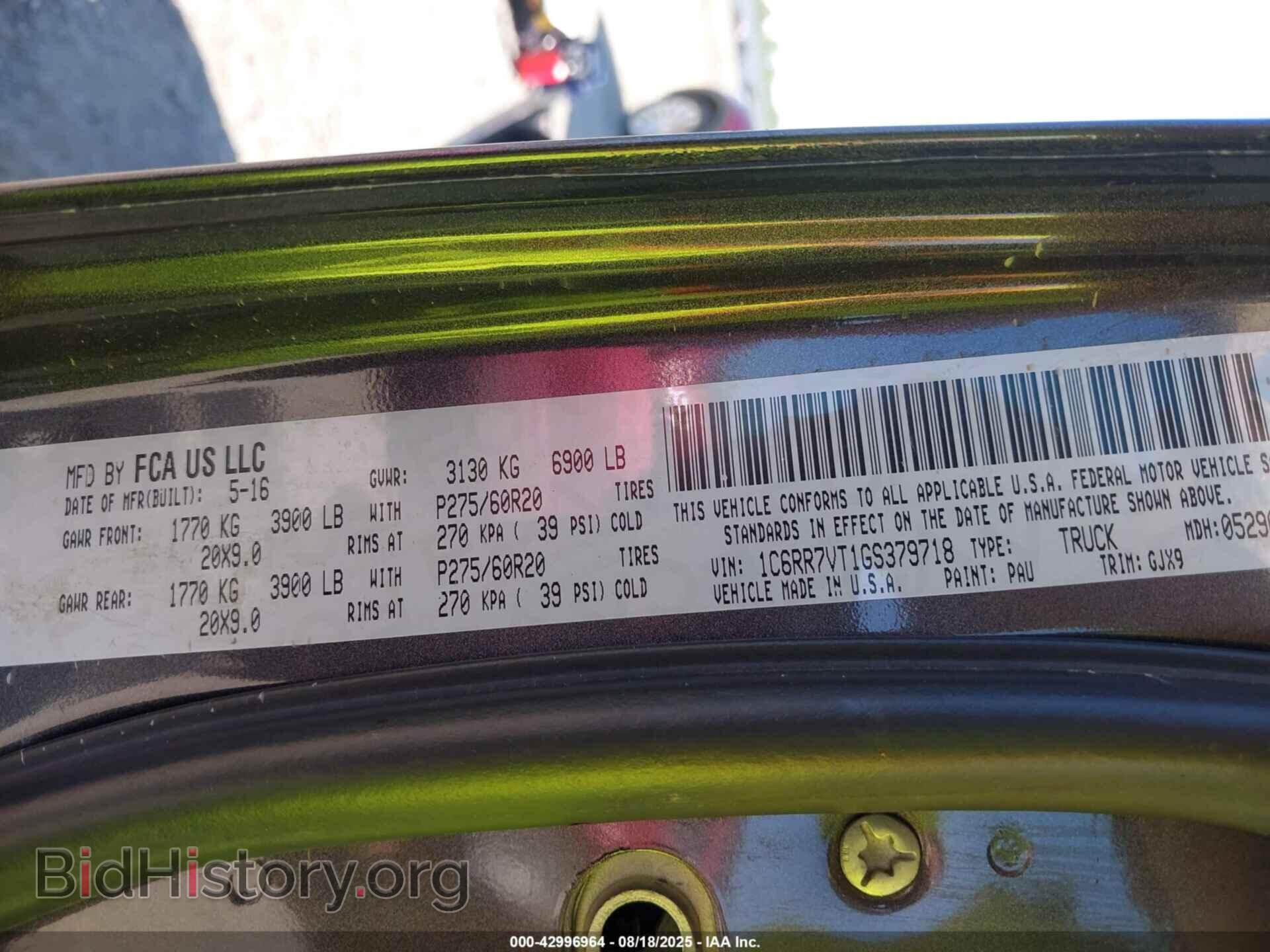 2016 RAM 1500 - VIN: 1C6RR7VT1GS379718 - Фото 9