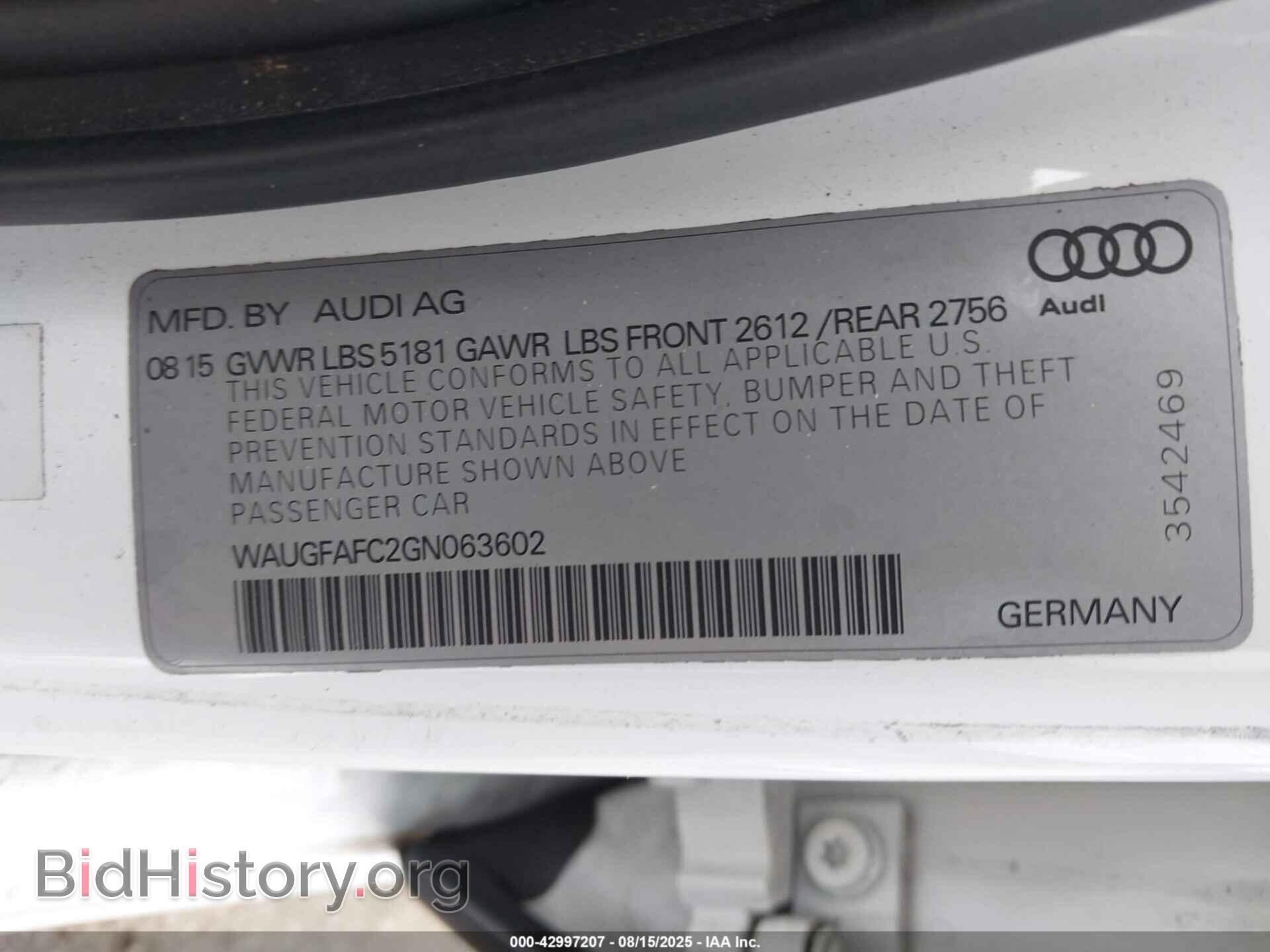 2016 AUDI A6 - VIN: WAUGFAFC2GN063602 - Photo 9