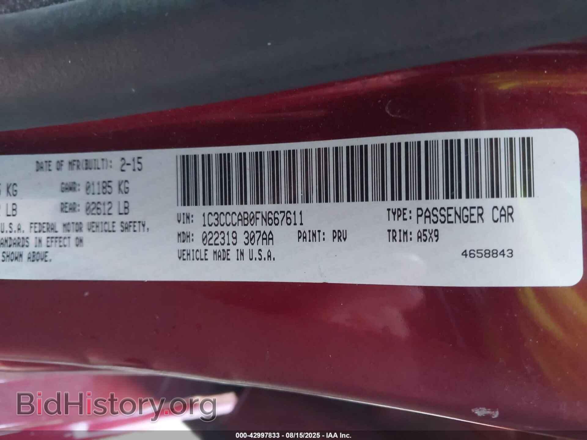 2015 CHRYSLER 200 - VIN: 1C3CCCAB0FN667611 - Фото 9