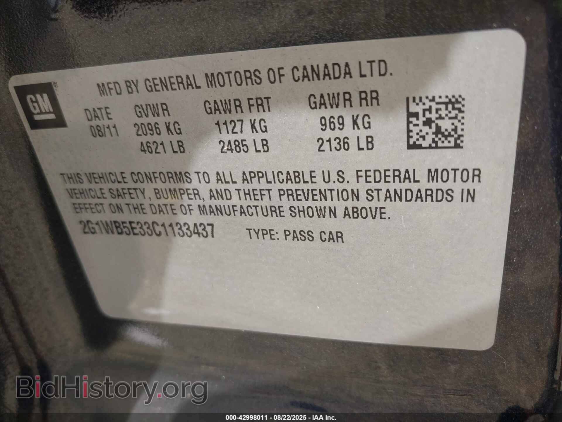 2012 CHEVROLET IMPALA - VIN: 2G1WB5E33C1133437 - Фото 9