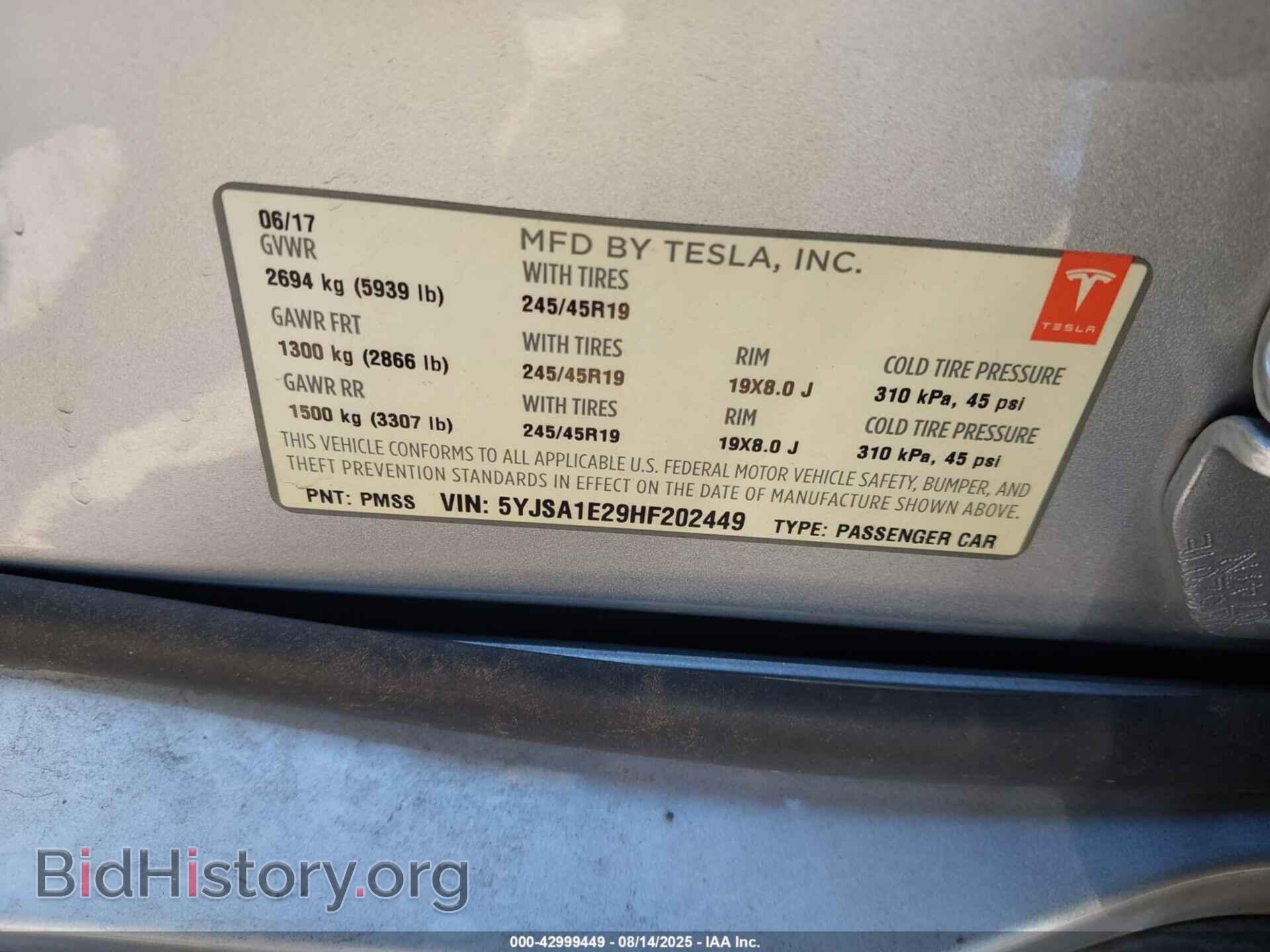 2017 TESLA MODEL S - VIN: 5YJSA1E29HF202449 - Photo 9