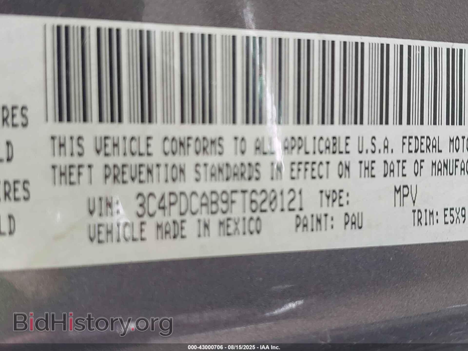 2015 DODGE JOURNEY - VIN: 3C4PDCAB9FT620121 - Photo 9