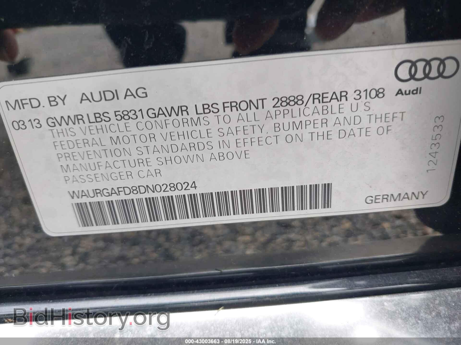 2013 AUDI A8 L - VIN: WAURGAFD8DN028024 - Фото 9