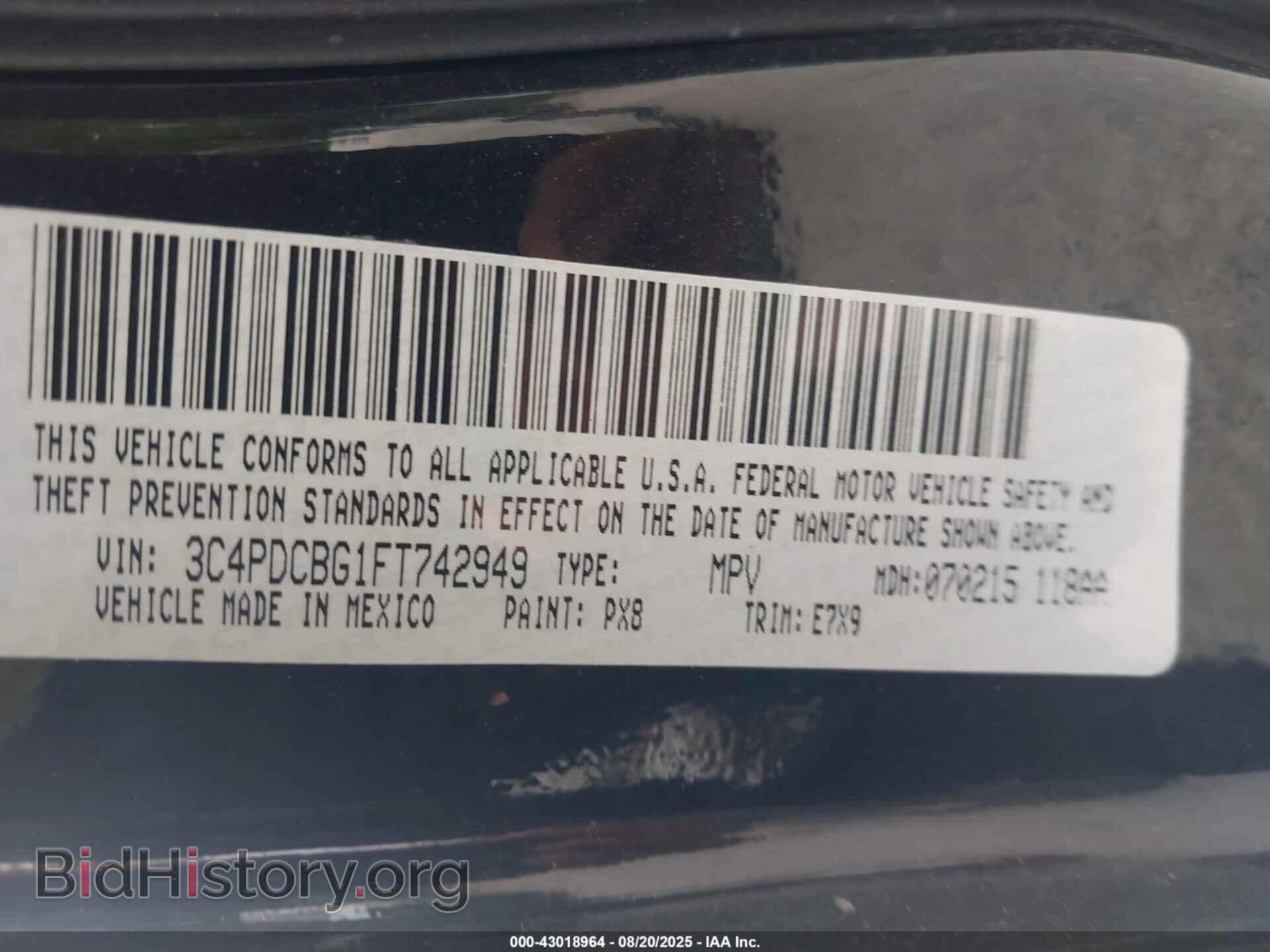 2015 DODGE JOURNEY - VIN: 3C4PDCBG1FT742949 - Фото 9