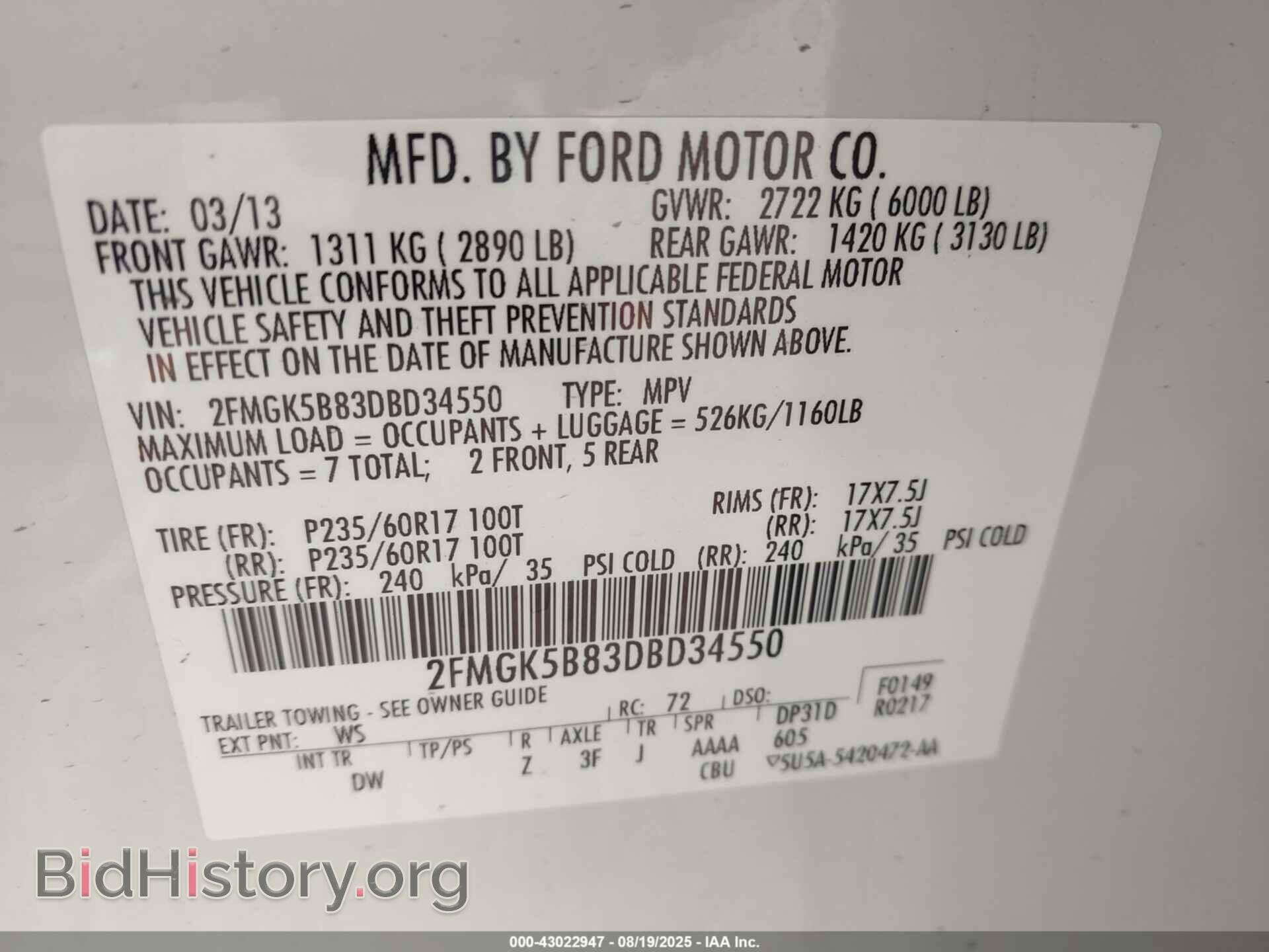 2013 FORD FLEX - VIN: 2FMGK5B83DBD34550 - Photo 9
