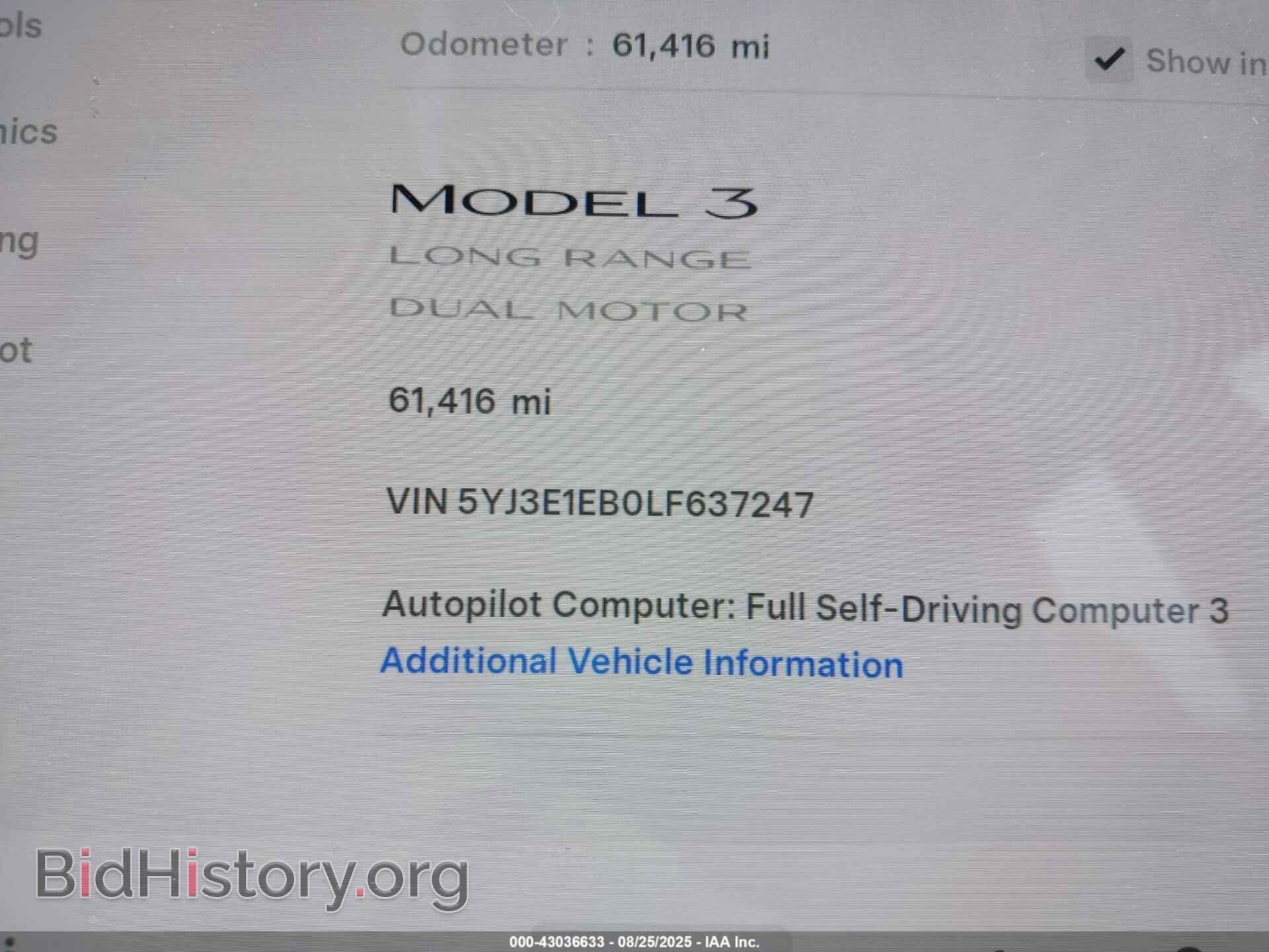 2020 TESLA MODEL 3 - VIN: 5YJ3E1EB0LF637247 - Фото 7