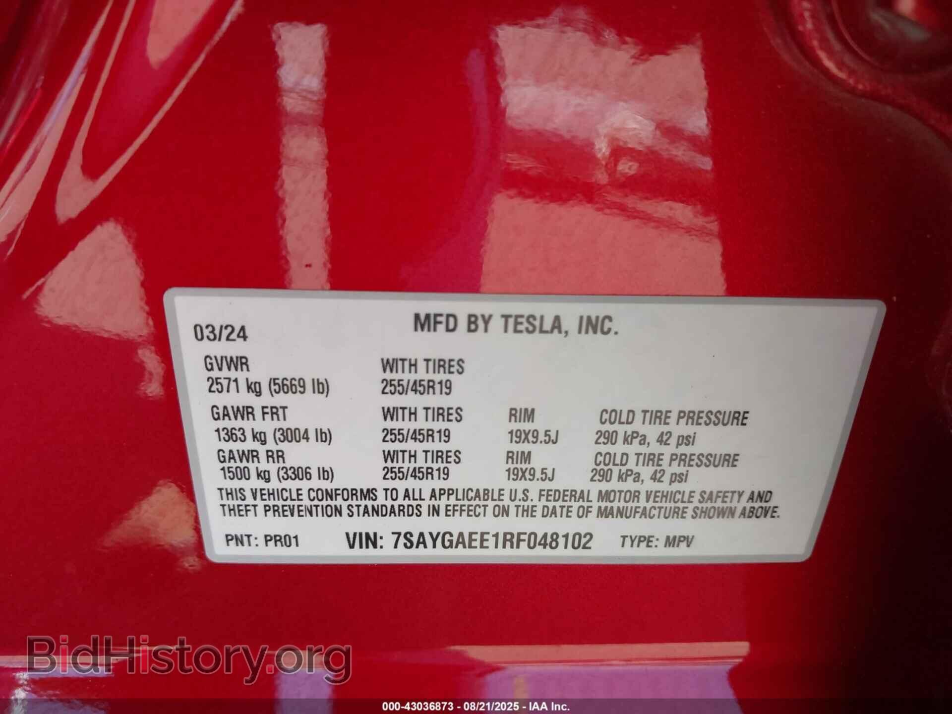 2024 TESLA MODEL Y - VIN: 7SAYGAEE1RF048102 - Фото 9