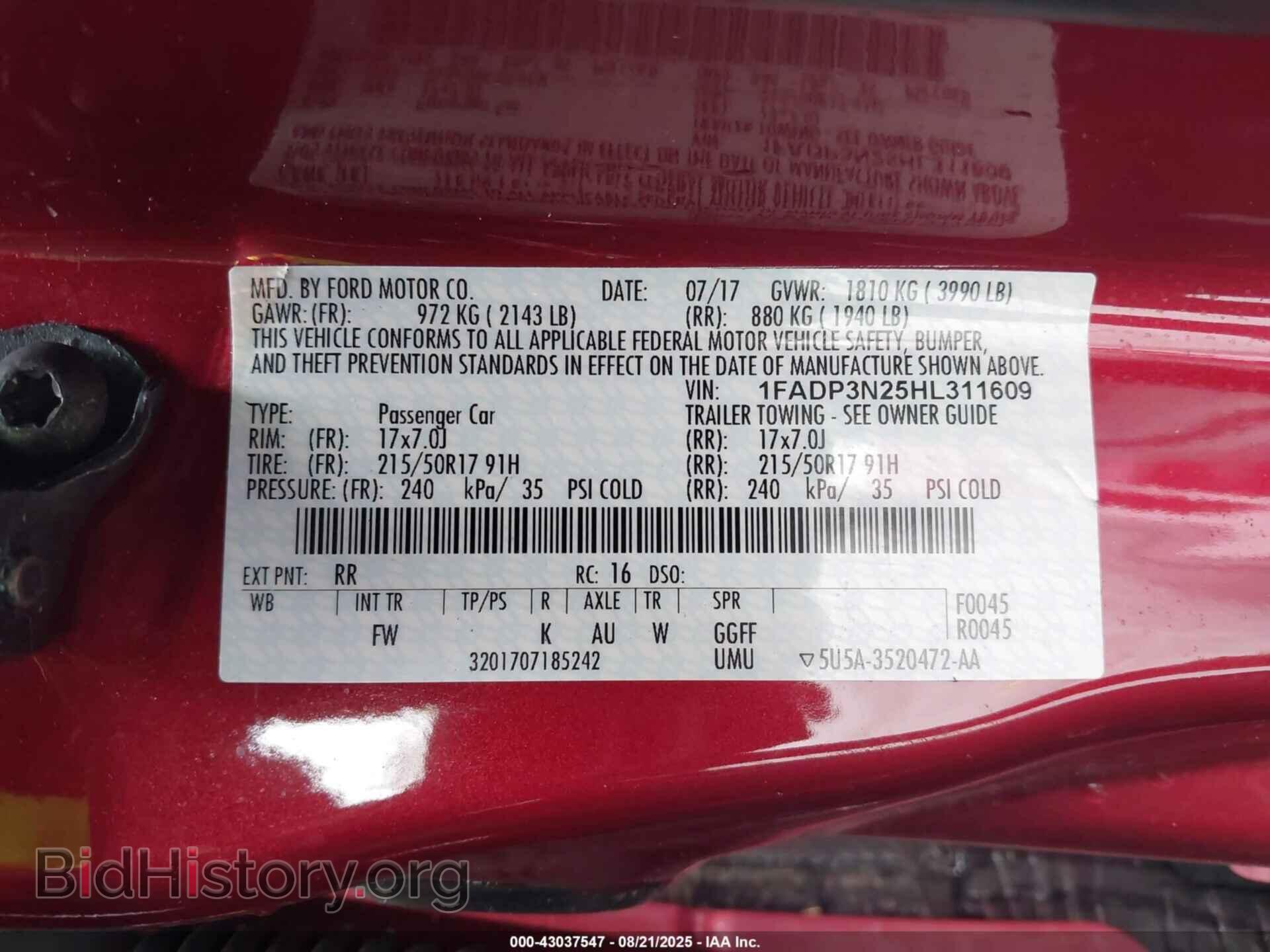 2017 FORD FOCUS - VIN: 1FADP3N25HL311609 - Фото 9