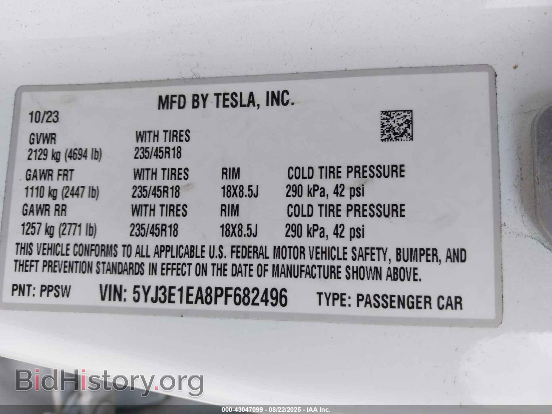 2023 TESLA MODEL 3 - VIN: 5YJ3E1EA8PF682496 - Фото 9