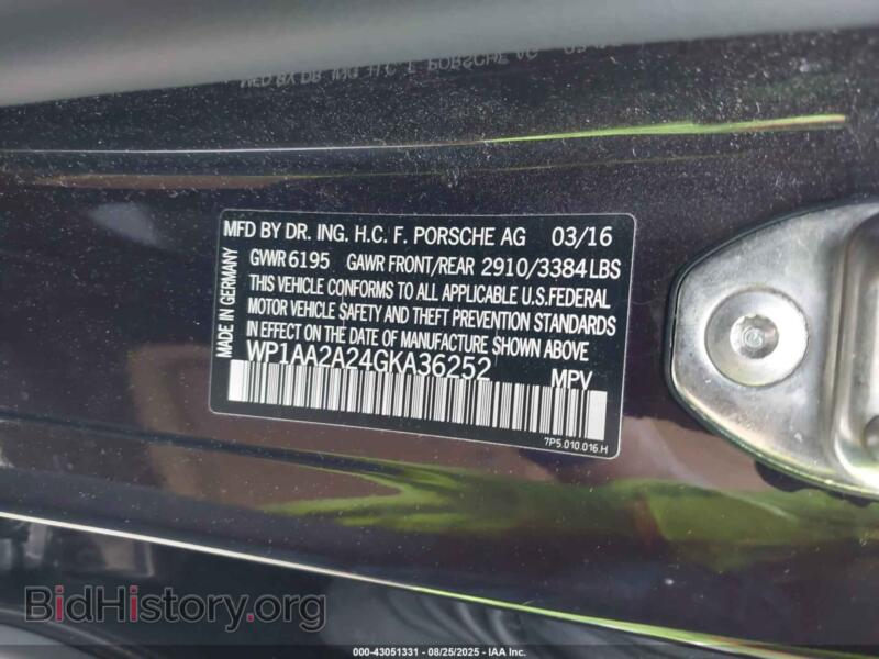 2016 Porsche CAYENNE (VIN WP1AA2A24GKA36252) — фото 9 из 17