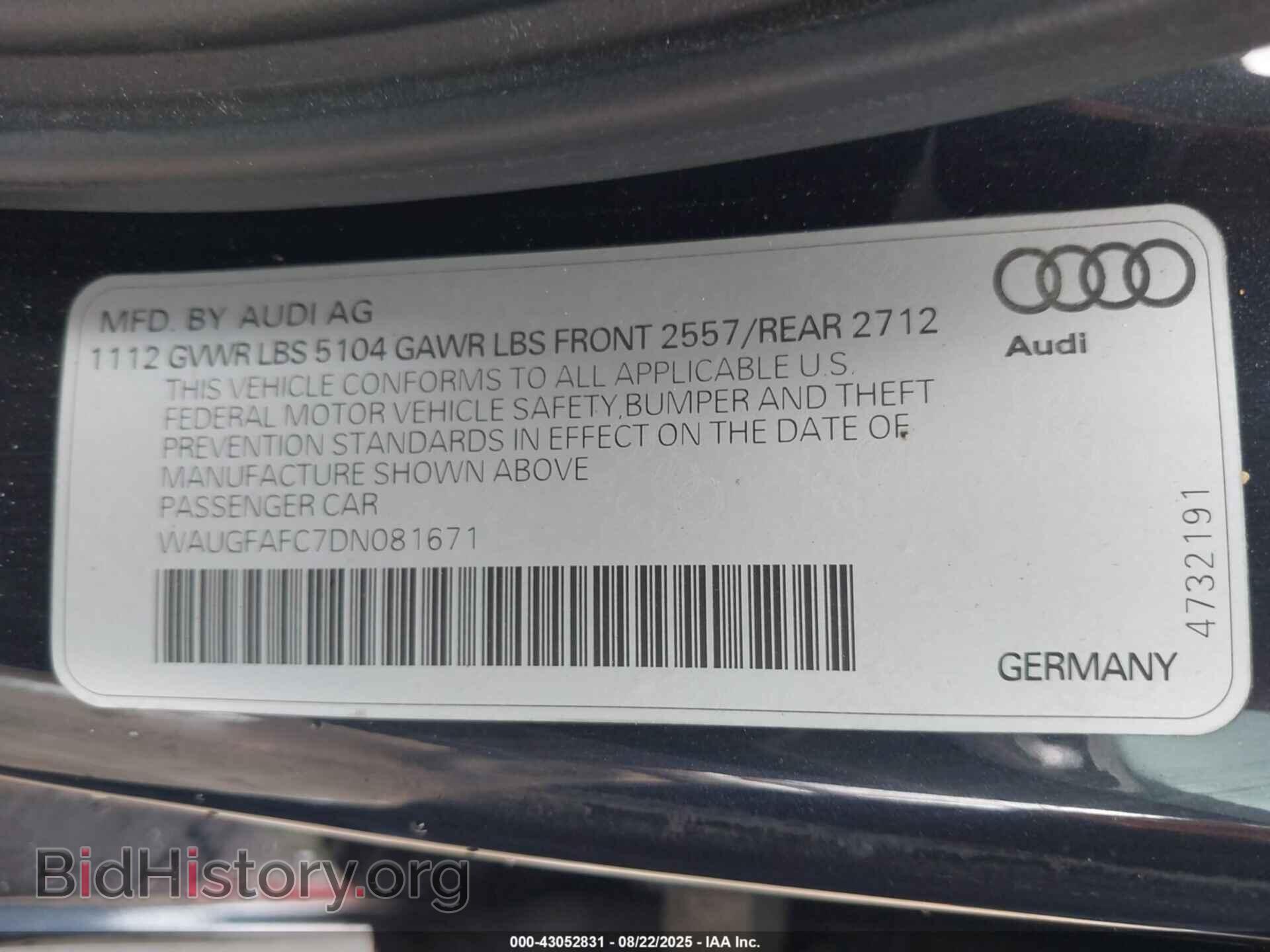 2013 AUDI A6 - VIN: WAUGFAFC7DN081671 - Photo 9