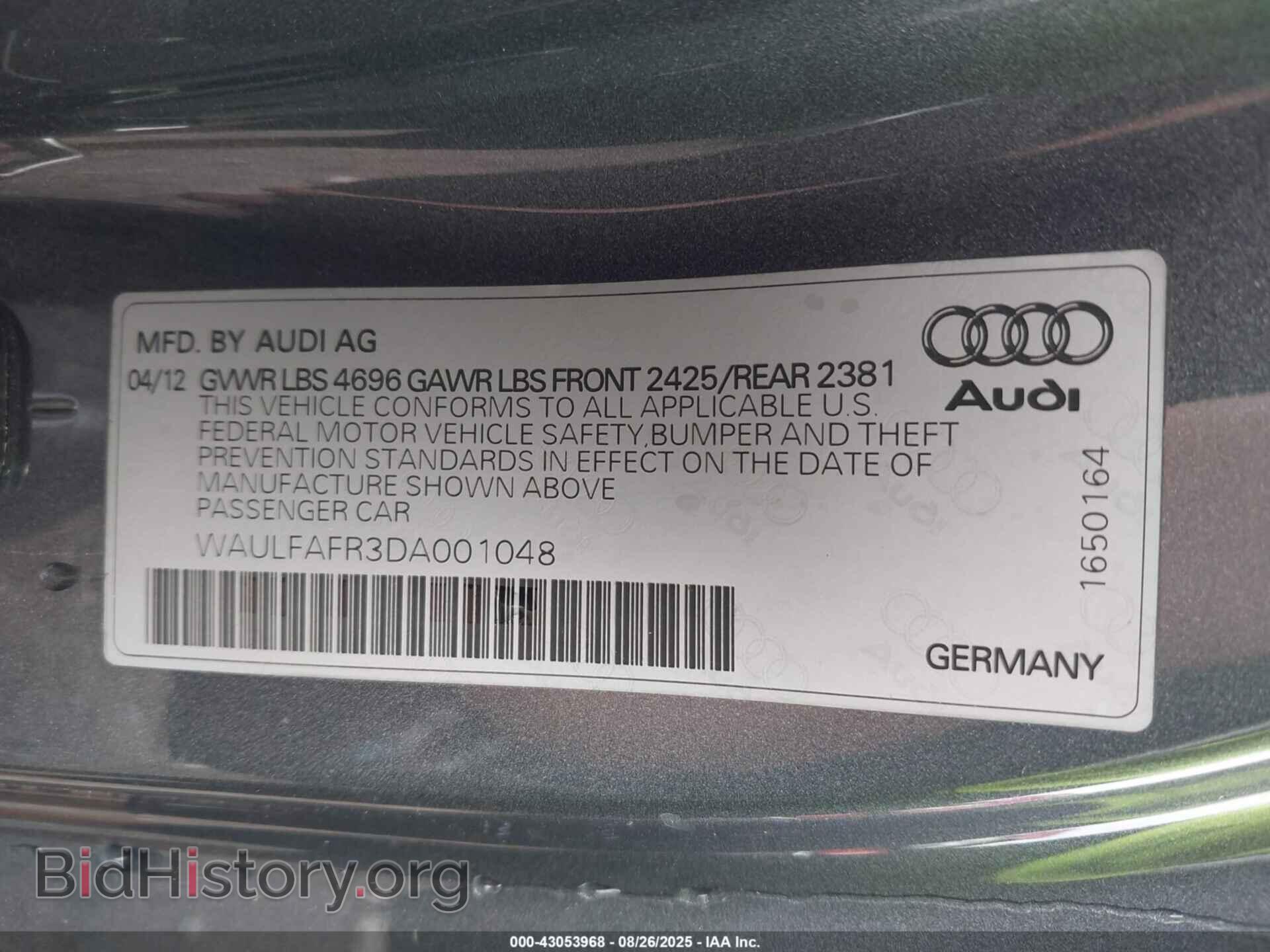 2013 AUDI A5 - VIN: WAULFAFR3DA001048 - Фото 9