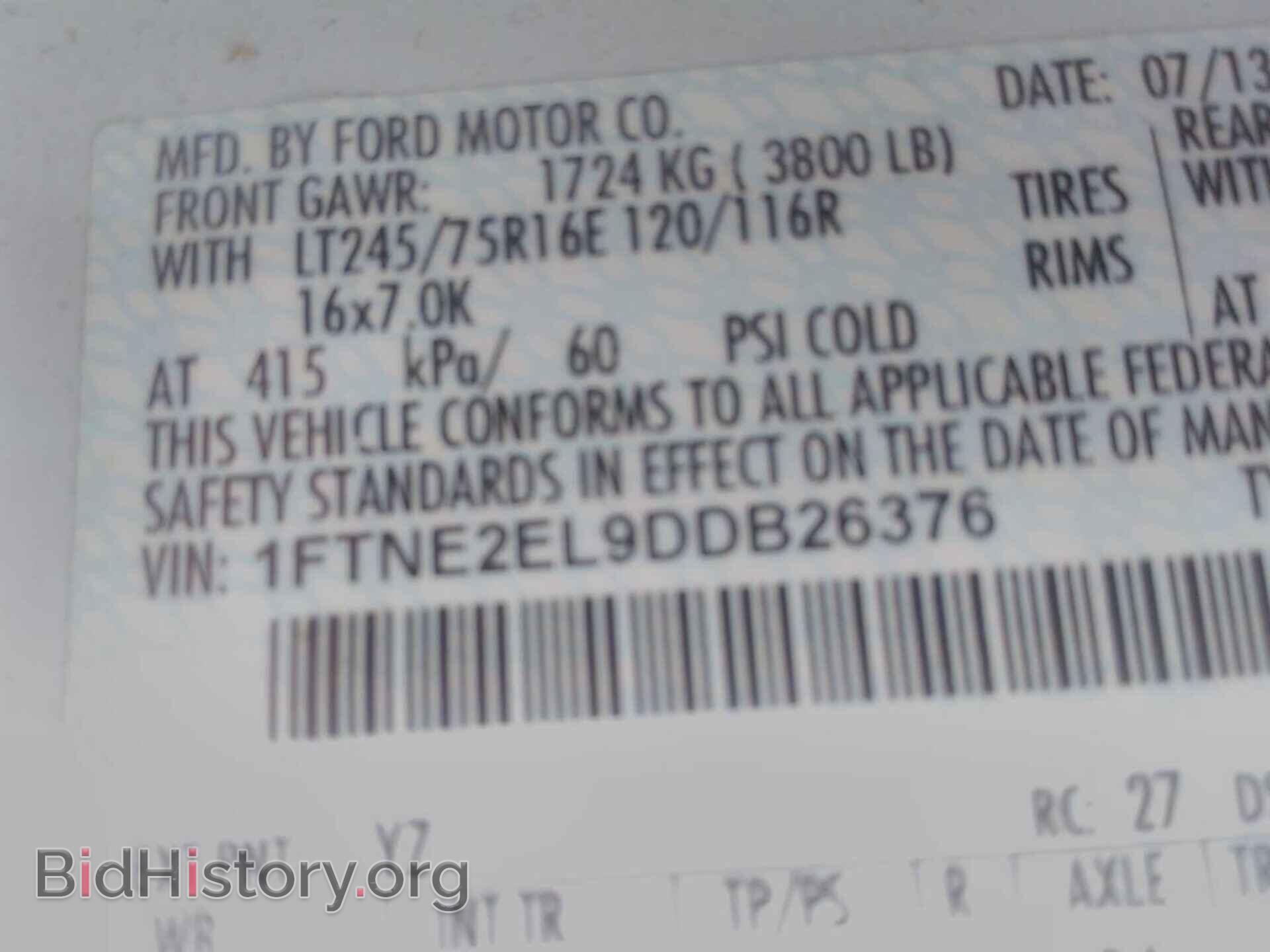 2013 FORD ECONOLINE - VIN: 1FTNE2EL9DDB26376 - Photo 3