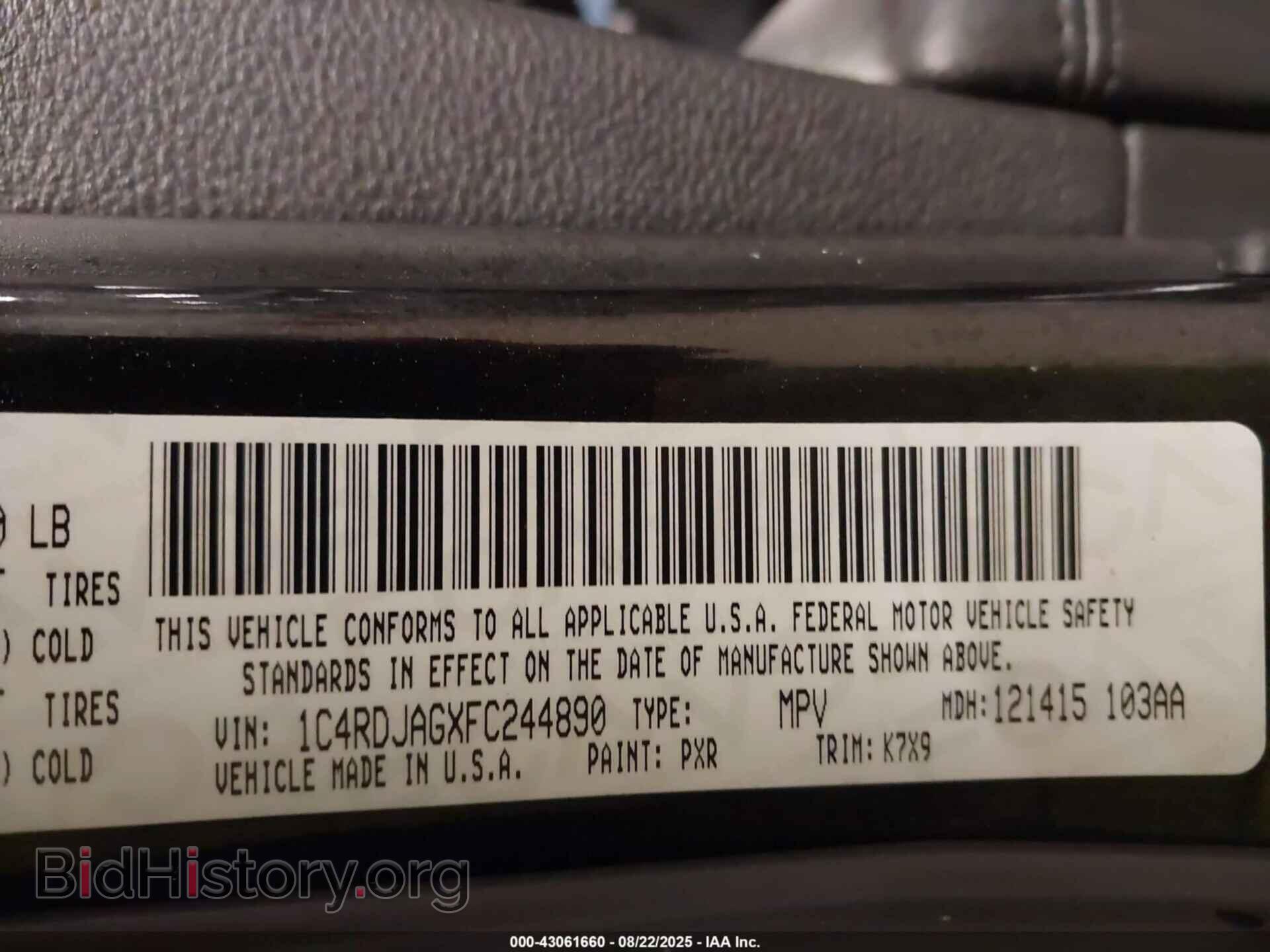 2015 DODGE DURANGO - VIN: 1C4RDJAGXFC244890 - Photo 9