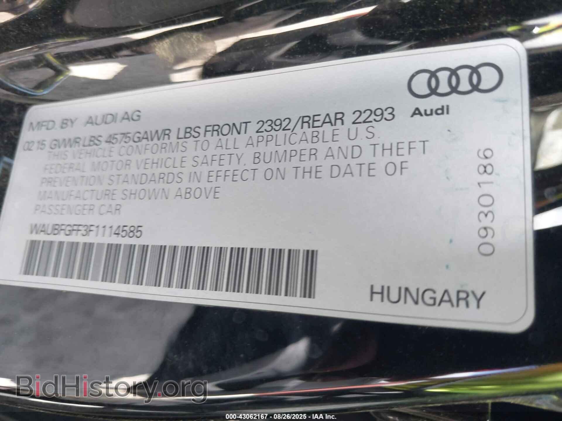 2015 AUDI A3 - VIN: WAUBFGFF3F1114585 - Фото 9