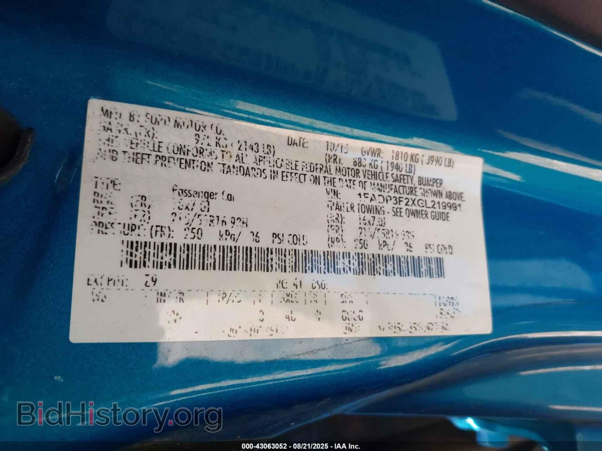 2016 FORD FOCUS - VIN: 1FADP3F2XGL219991 - Фото 9