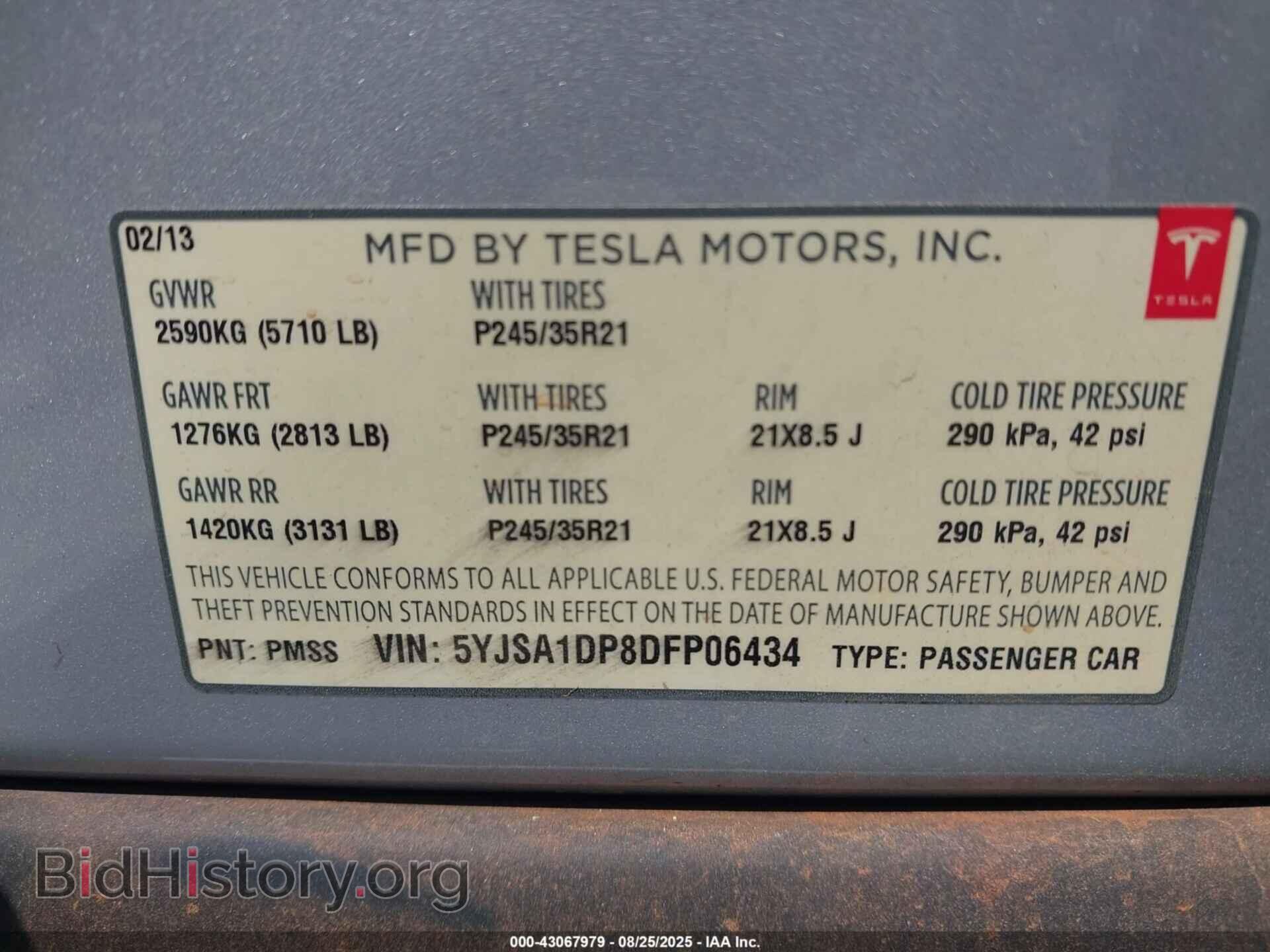 2013 TESLA MODEL S - VIN: 5YJSA1DP8DFP06434 - Photo 9