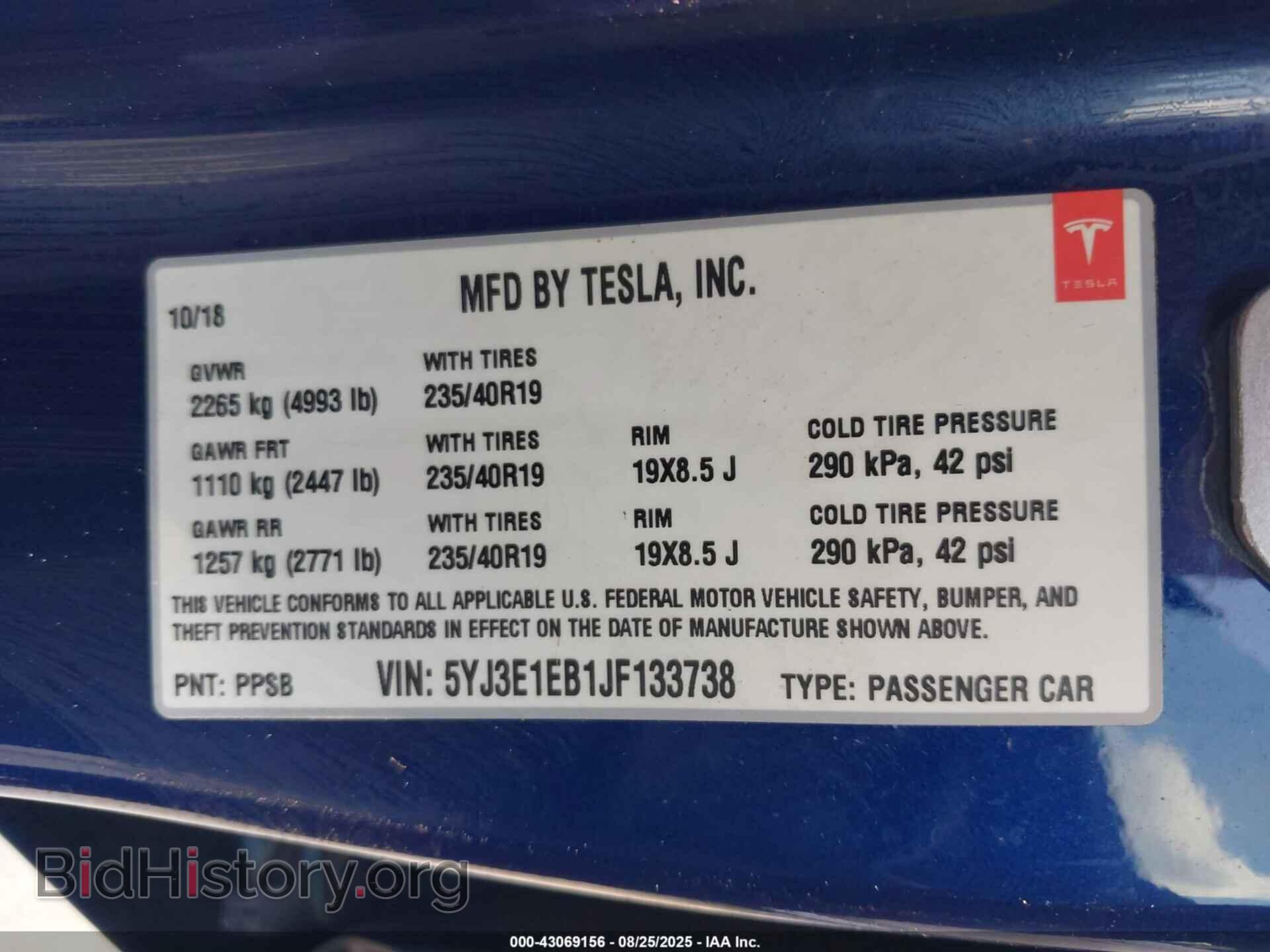 2018 TESLA MODEL 3 - VIN: 5YJ3E1EB1JF133738 - Photo 9