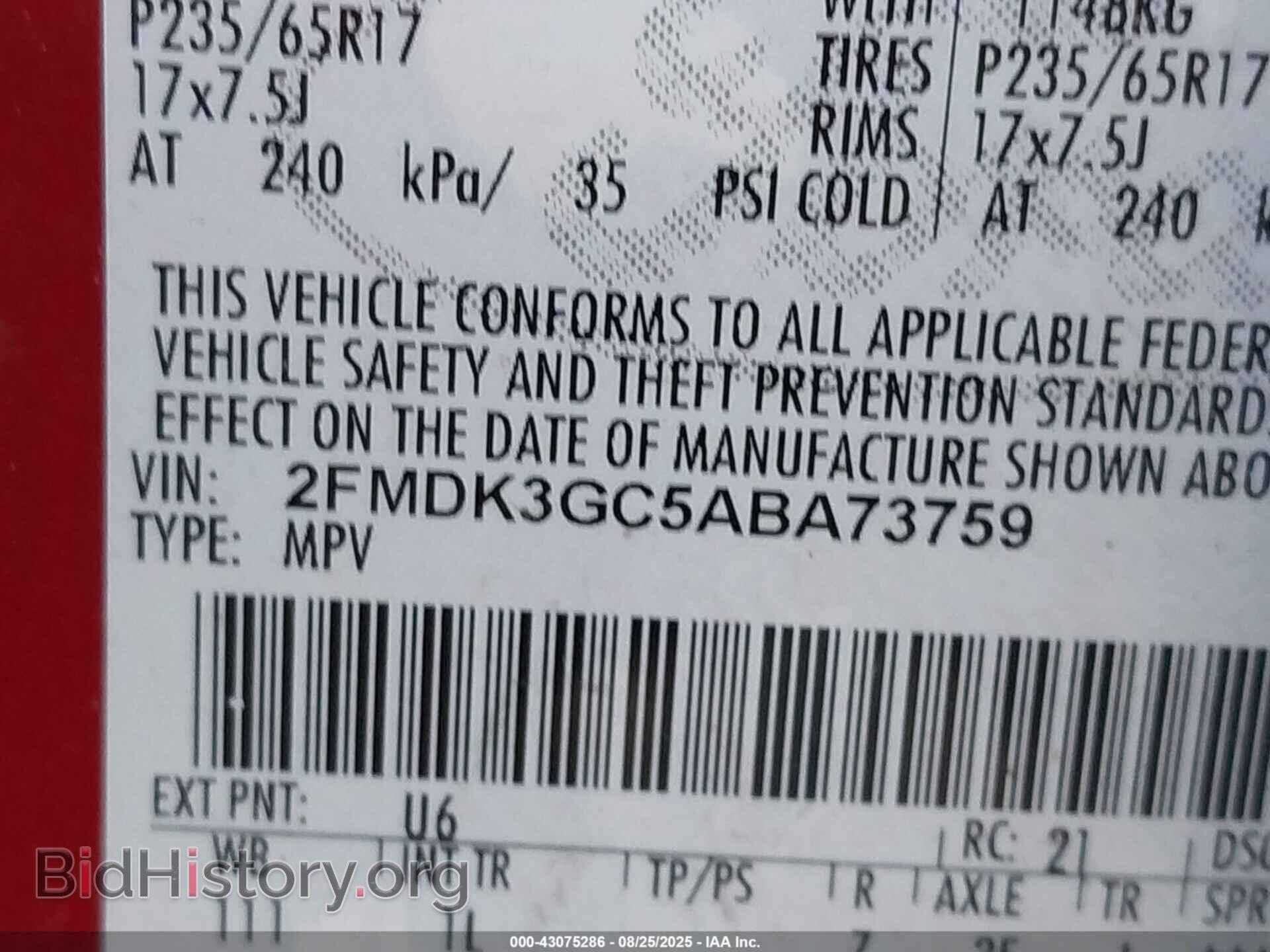 2010 FORD EDGE - VIN: 2FMDK3GC5ABA73759 - Фото 9