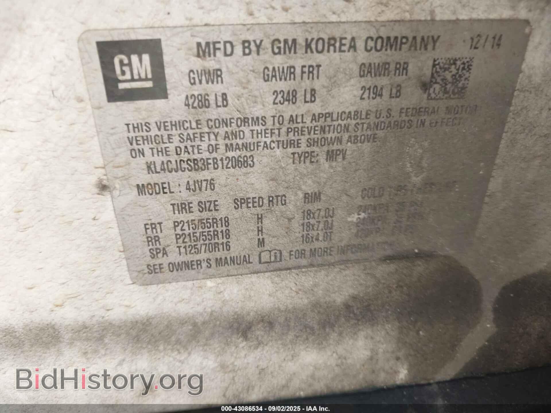 2015 BUICK ENCORE - VIN: KL4CJCSB3FB120683 - Photo 9