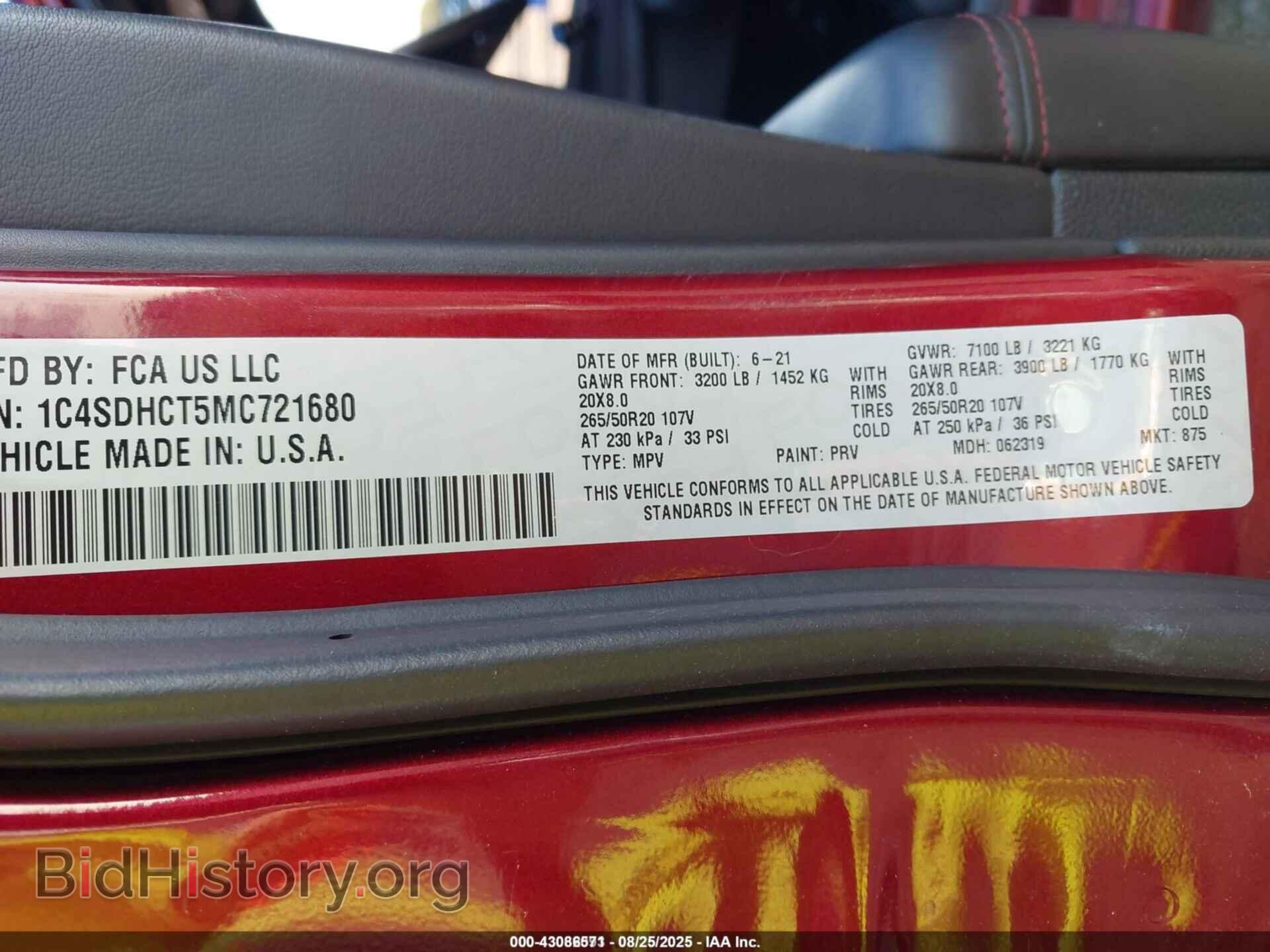 2021 DODGE DURANGO - VIN: 1C4SDHCT5MC721680 - Фото 9