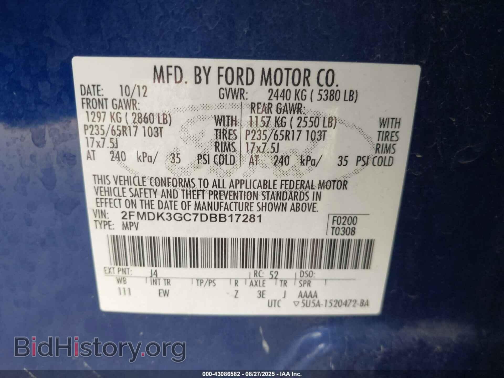2013 FORD EDGE - VIN: 2FMDK3GC7DBB17281 - Photo 9