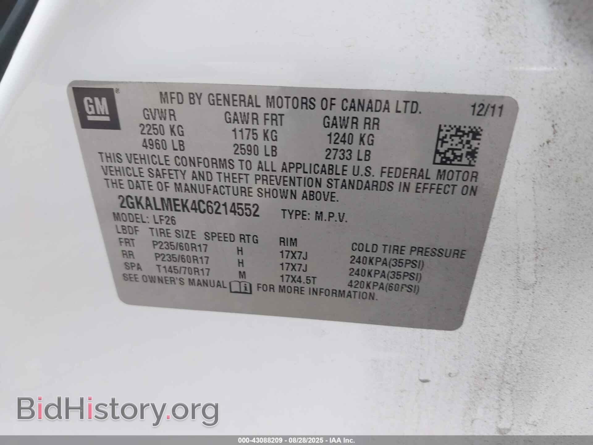 2012 GMC TERRAIN - VIN: 2GKALMEK4C6214552 - Фото 9