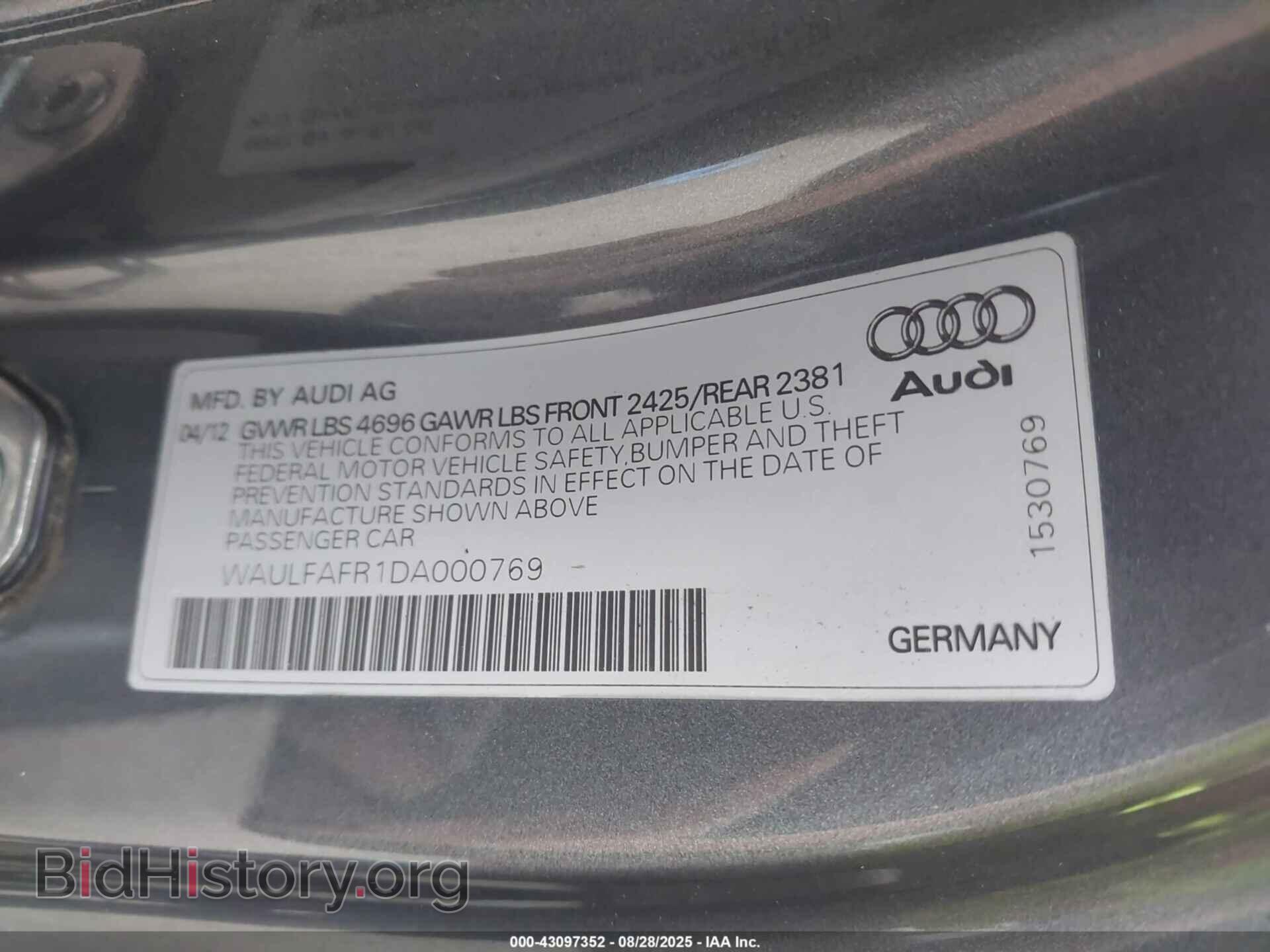 2013 AUDI A5 - VIN: WAULFAFR1DA000769 - Photo 9