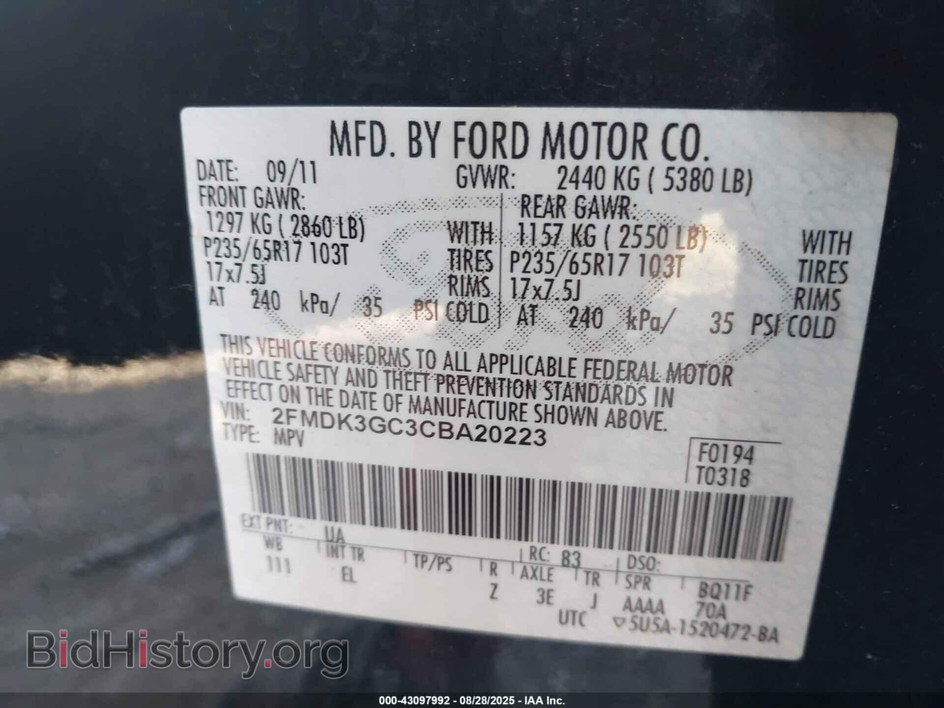 2012 FORD EDGE - VIN: 2FMDK3GC3CBA20223 - Photo 9