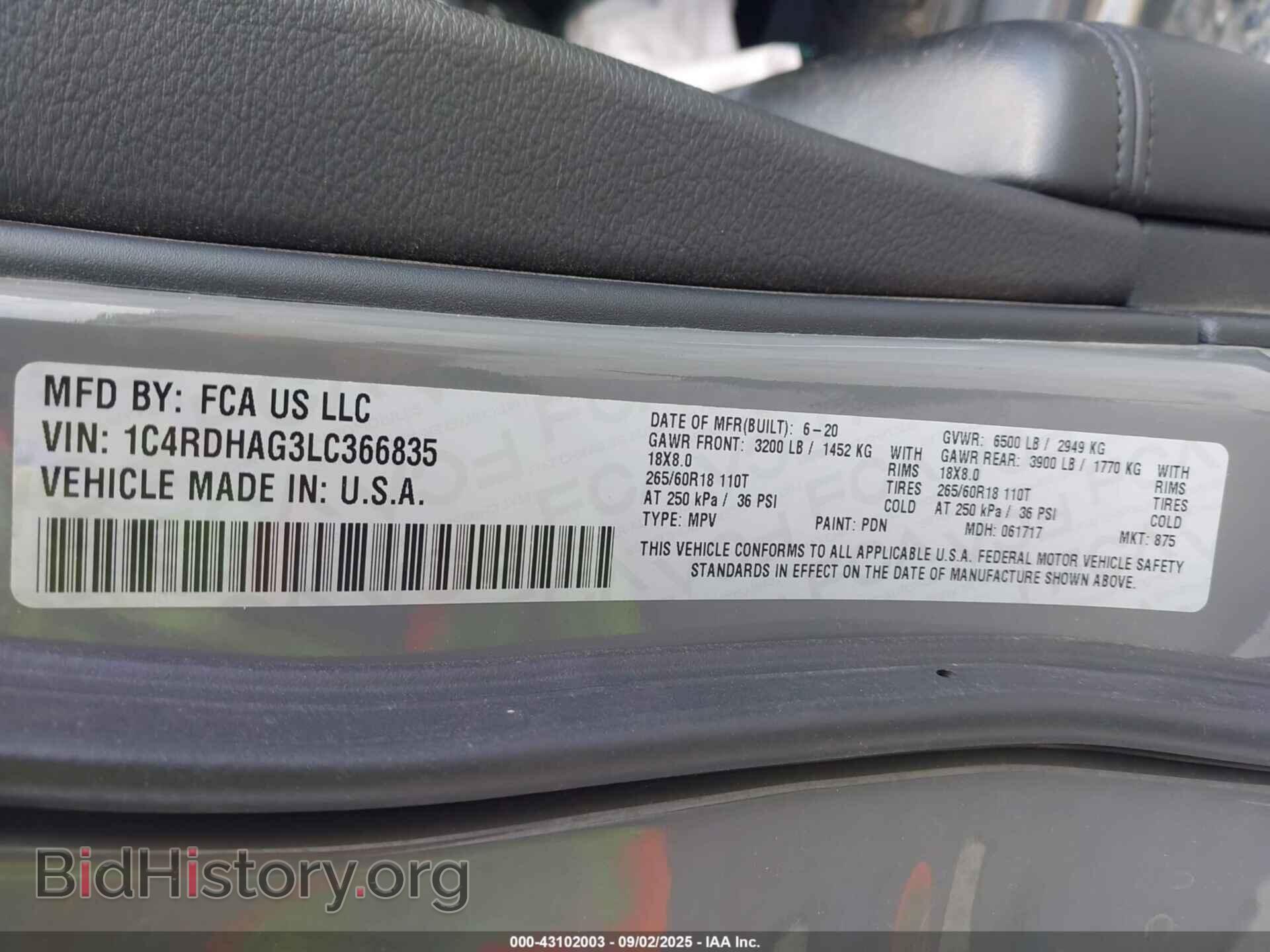 2020 DODGE DURANGO - VIN: 1C4RDHAG3LC366835 - Photo 9