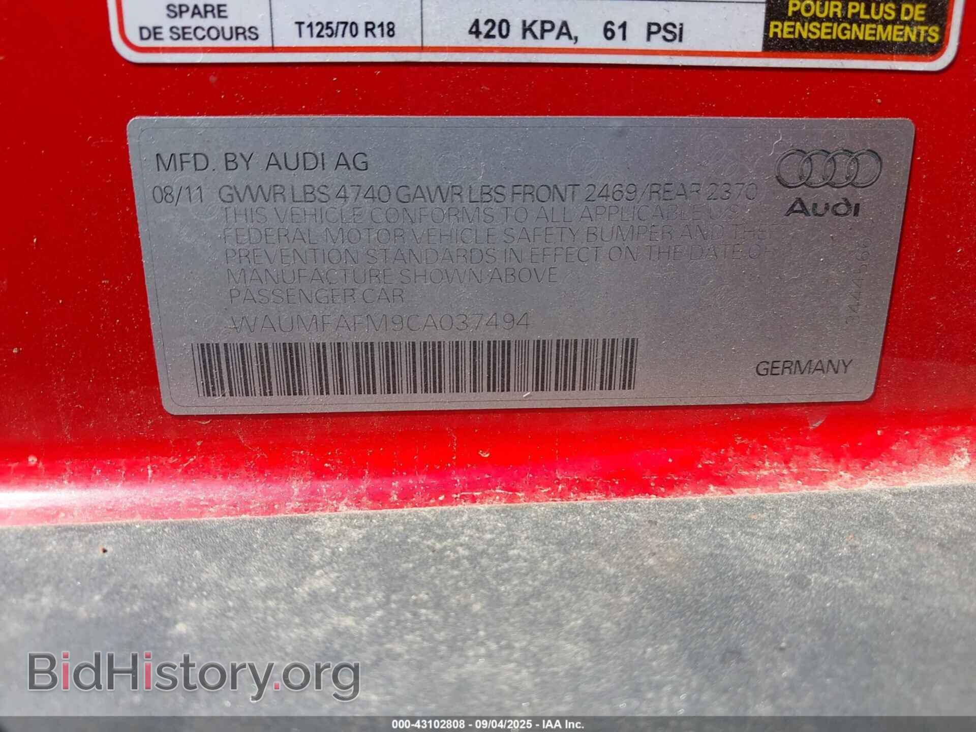 2012 AUDI A3 - VIN: WAUMFAFM9CA037494 - Фото 9
