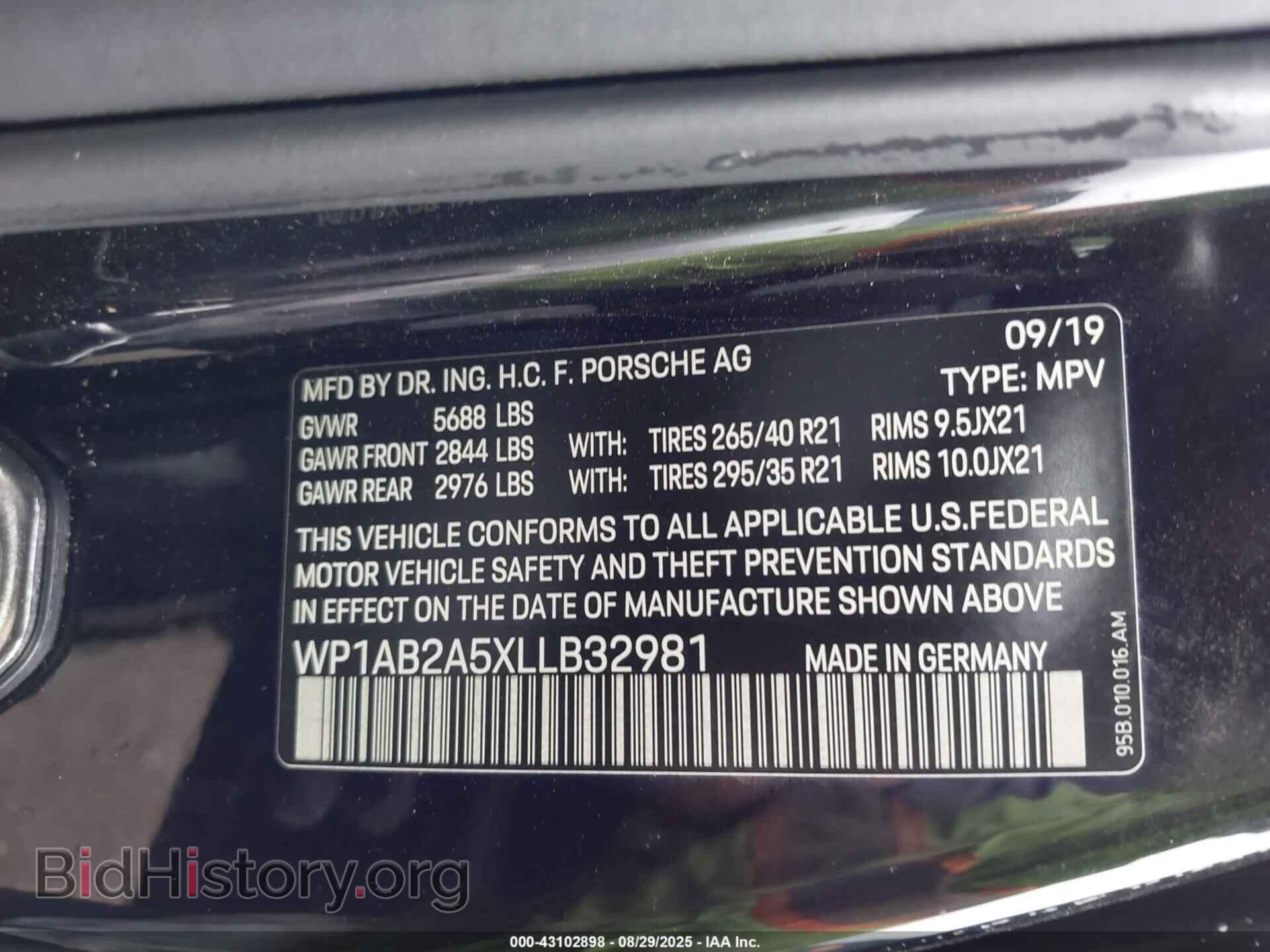 2020 PORSCHE MACAN - VIN: WP1AB2A5XLLB32981 - Photo 9