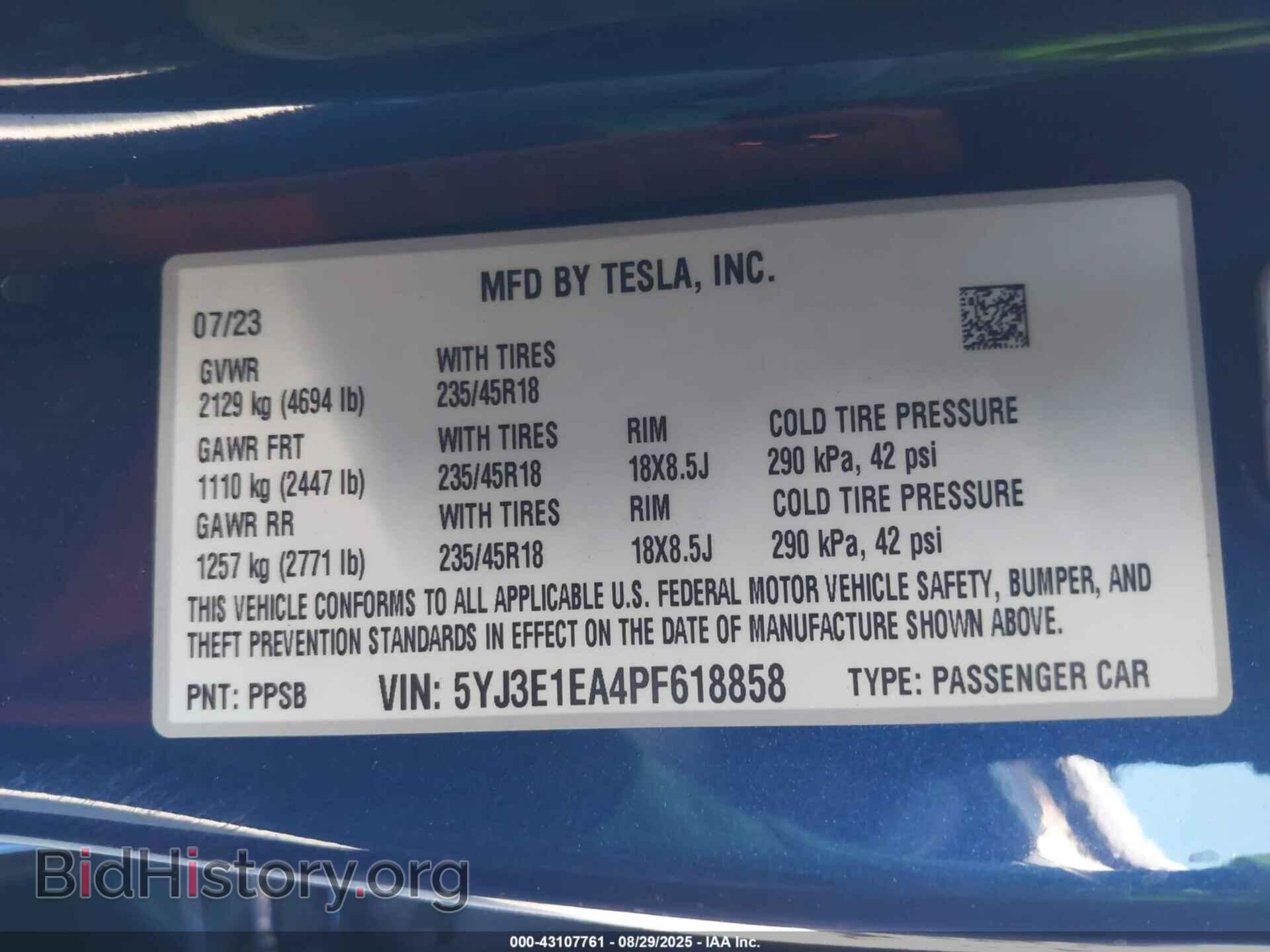 2023 TESLA MODEL 3 - VIN: 5YJ3E1EA4PF618858 - Фото 9