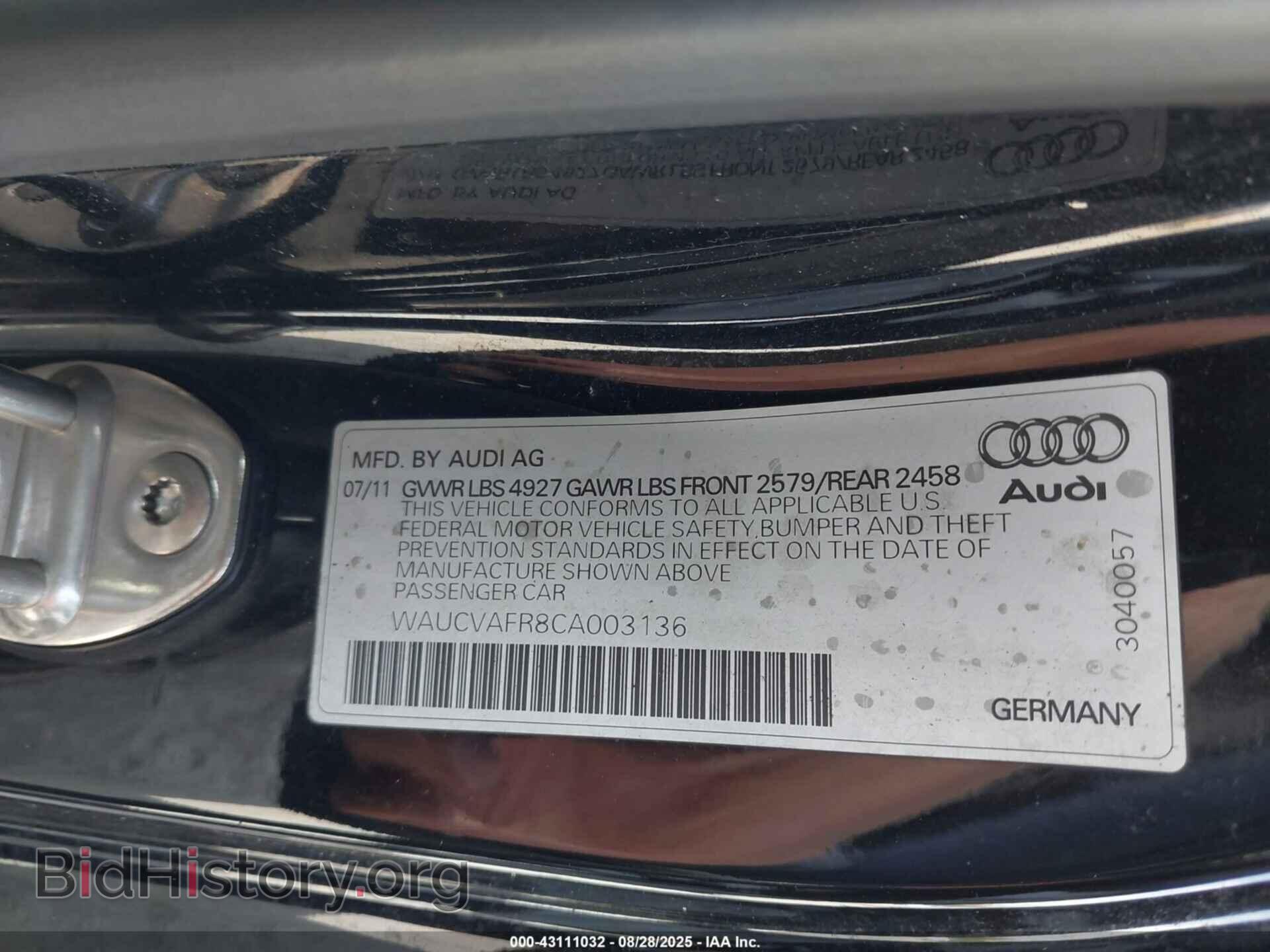 2012 AUDI S5 - VIN: WAUCVAFR8CA003136 - Фото 9
