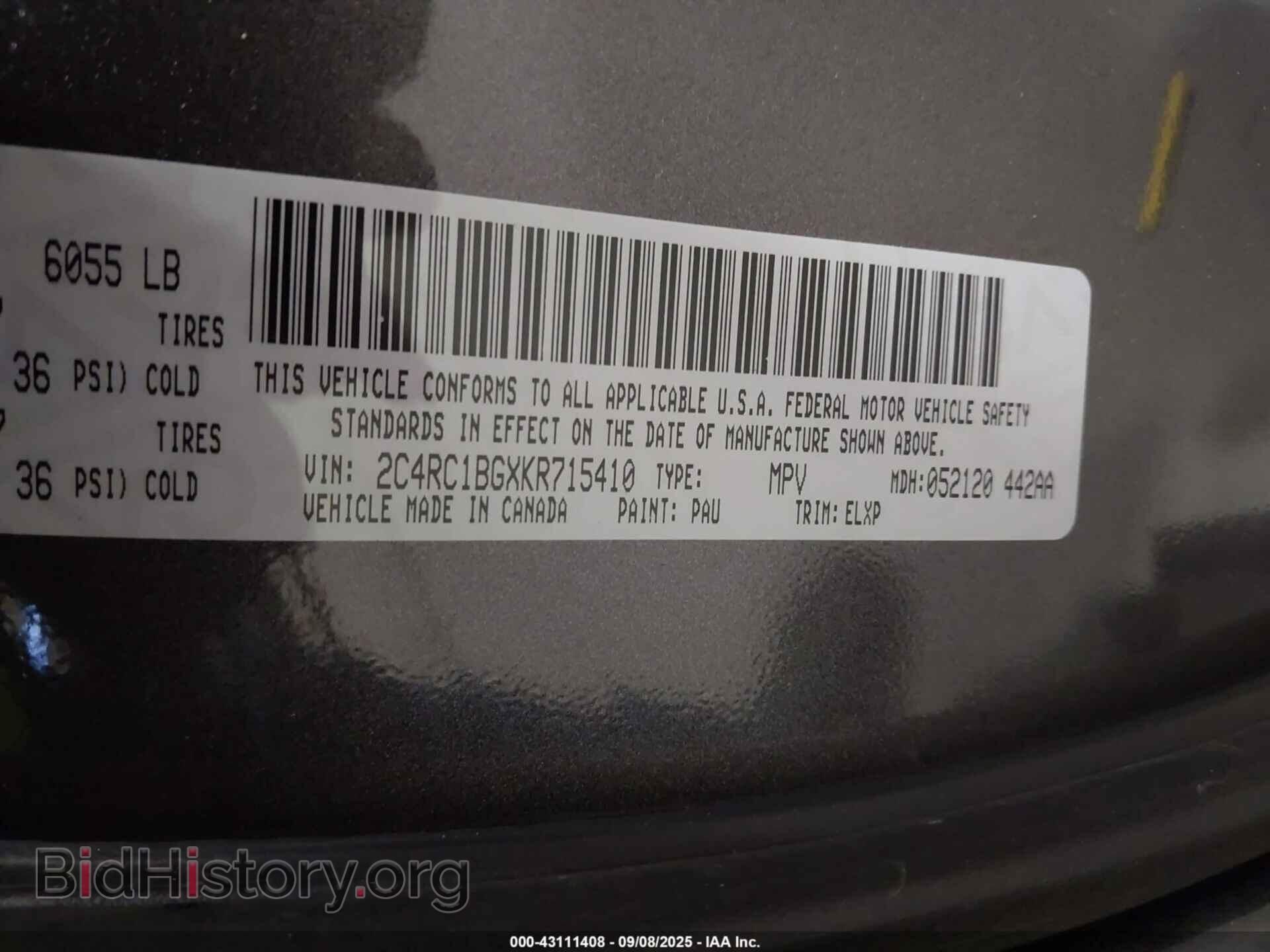 2019 CHRYSLER PACIFICA - VIN: 2C4RC1BGXKR715410 - Фото 9
