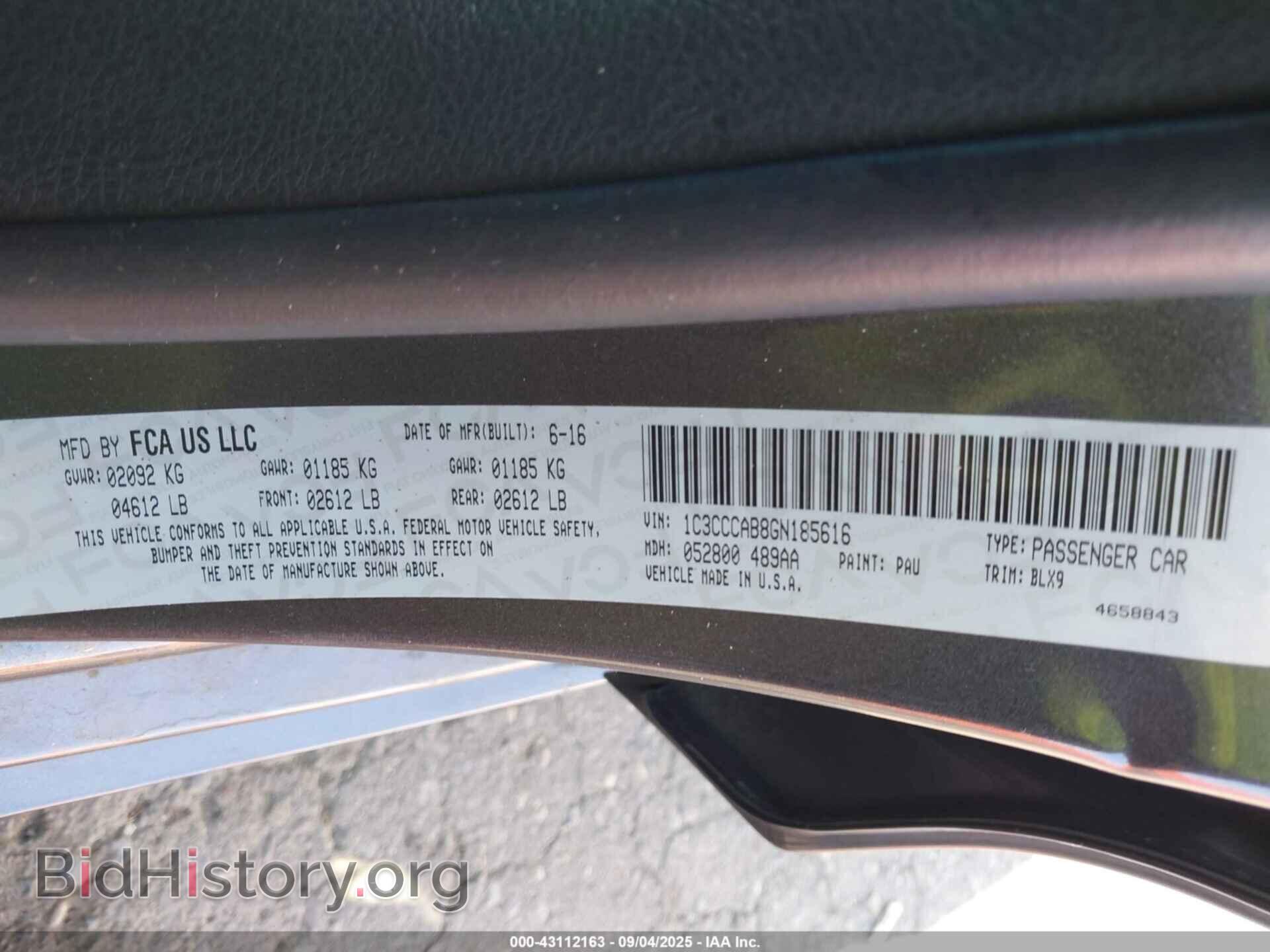 2016 CHRYSLER 200 - VIN: 1C3CCCAB8GN185616 - Фото 9