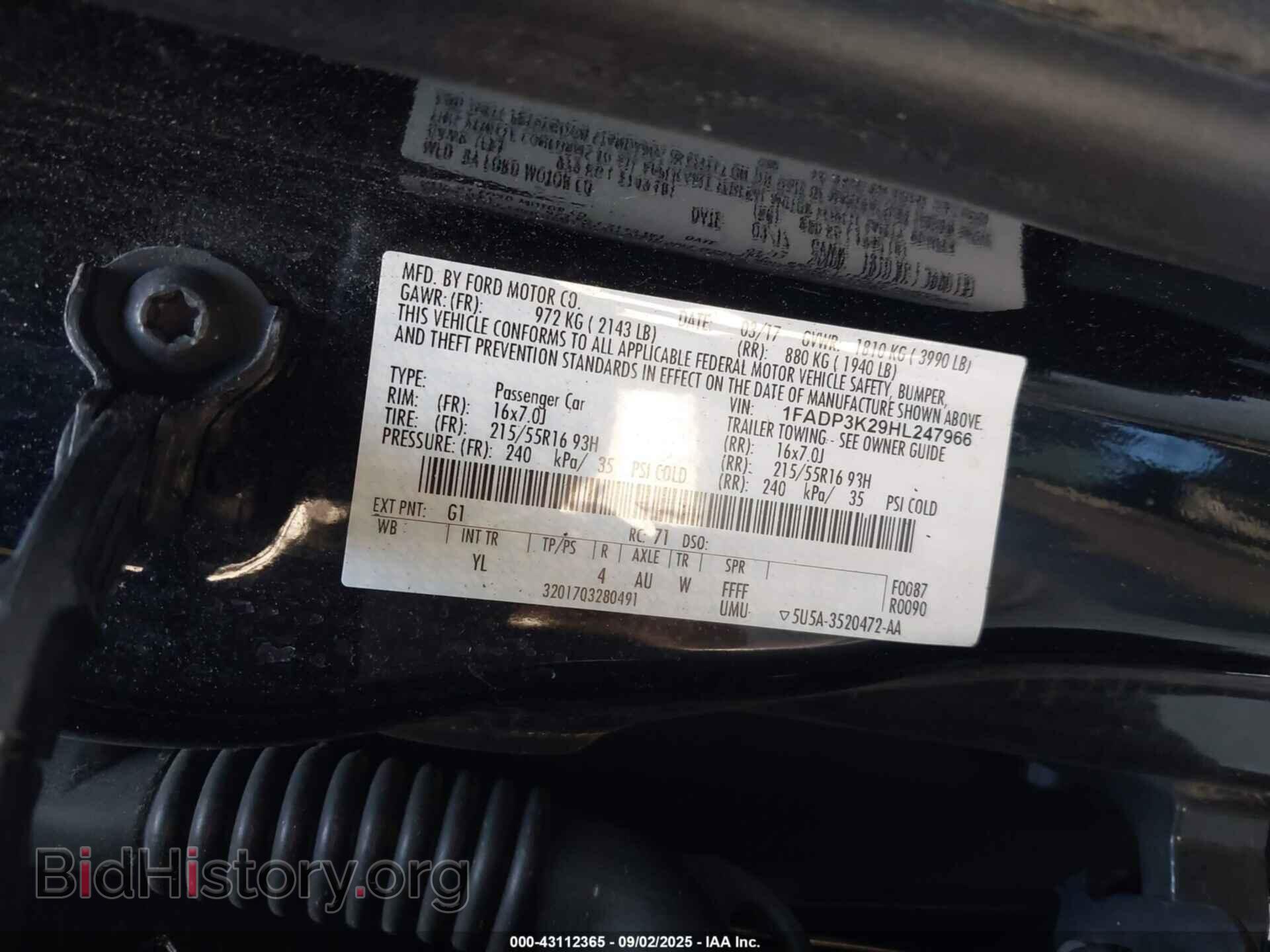 2017 FORD FOCUS - VIN: 1FADP3K29HL247966 - Фото 9