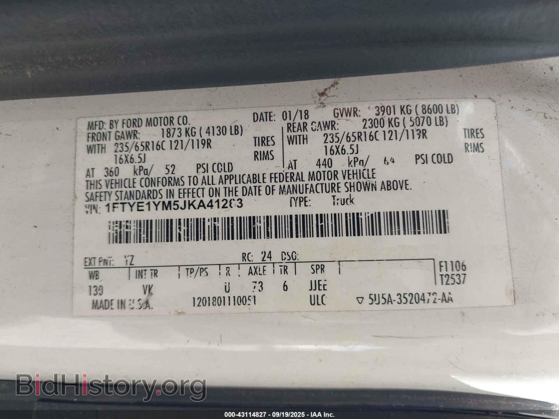 2018 FORD TRANSIT-150 - VIN: 1FTYE1YM5JKA41263 - Photo 9