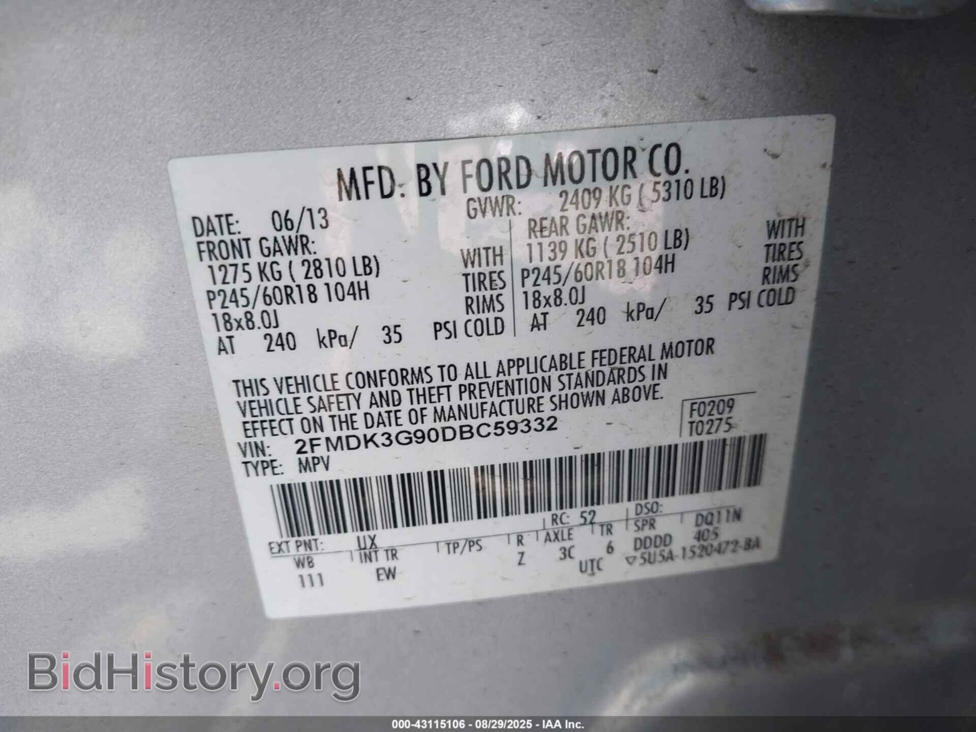 2013 FORD EDGE - VIN: 2FMDK3G90DBC59332 - Photo 9